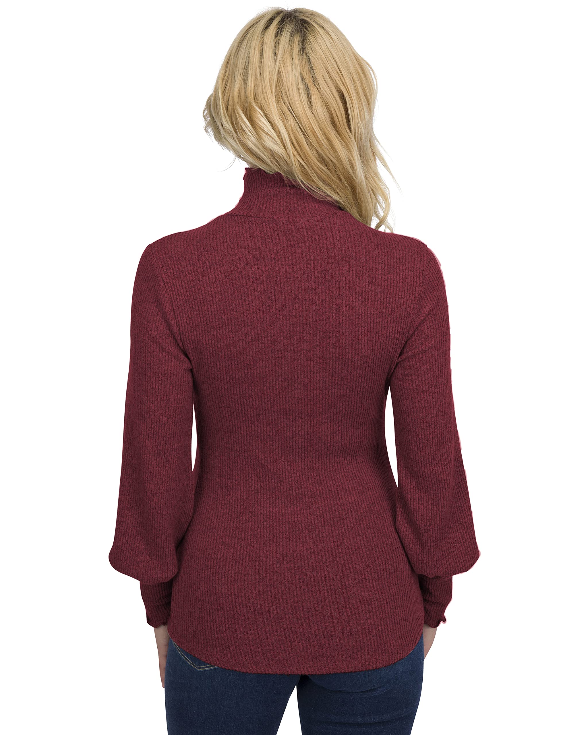 Ultra-Soft Lettuce Mock-Neck Maternity Top with Bell Long Sleeves - Comfortable Maternity Turtleneck Sweater for Pregnancy - Perfect for Work, Casual Outfits and Nursing