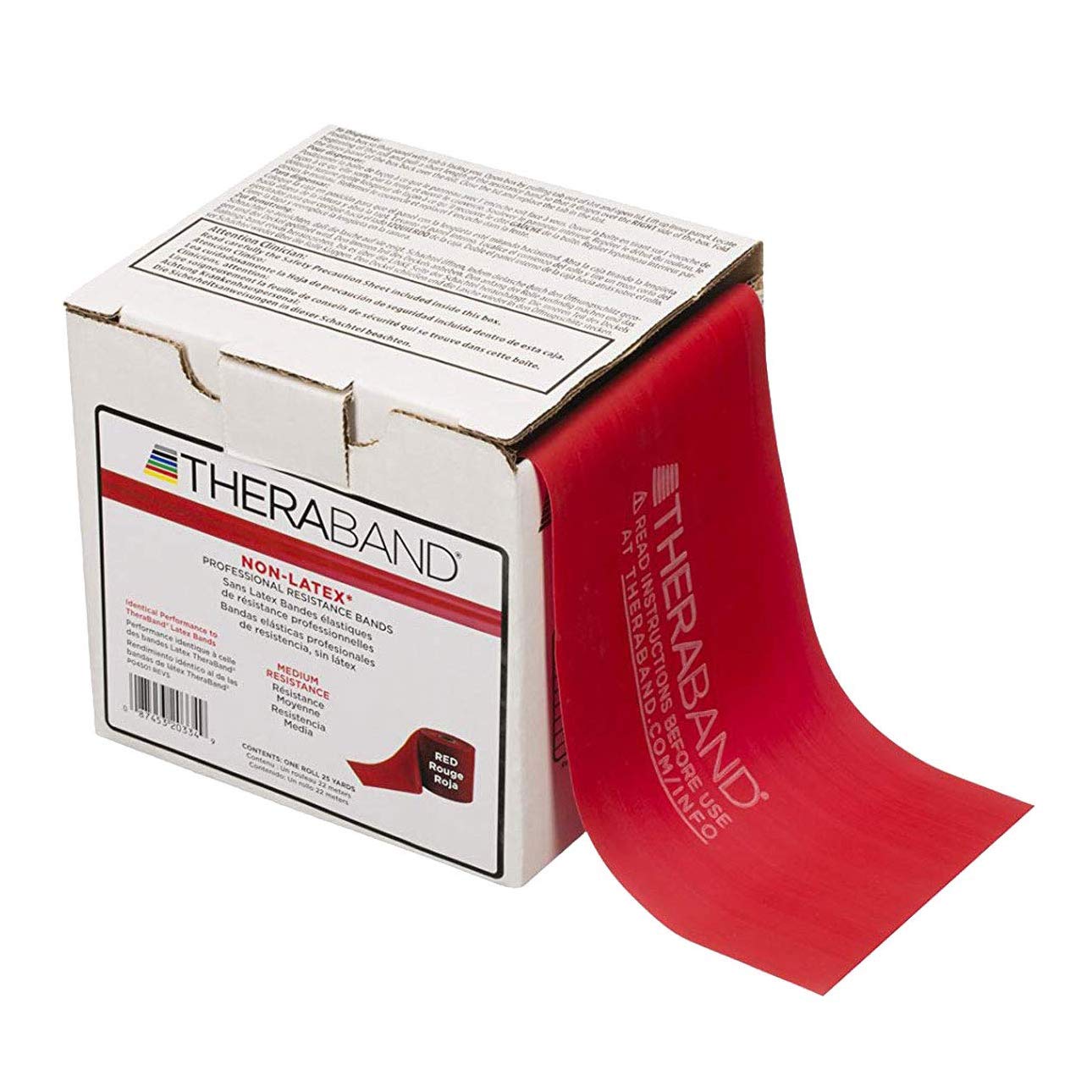THERABAND Resistance Band 25 Yard Roll - Latex-Free Professional Exercise Bands for Upper & Lower Body Workouts, Physical Therapy, Pilates, Flexibility & Rehabilitation - Convenient Dispenser Box - Perfect for Home Gym, Yoga, Strength Training & Recovery