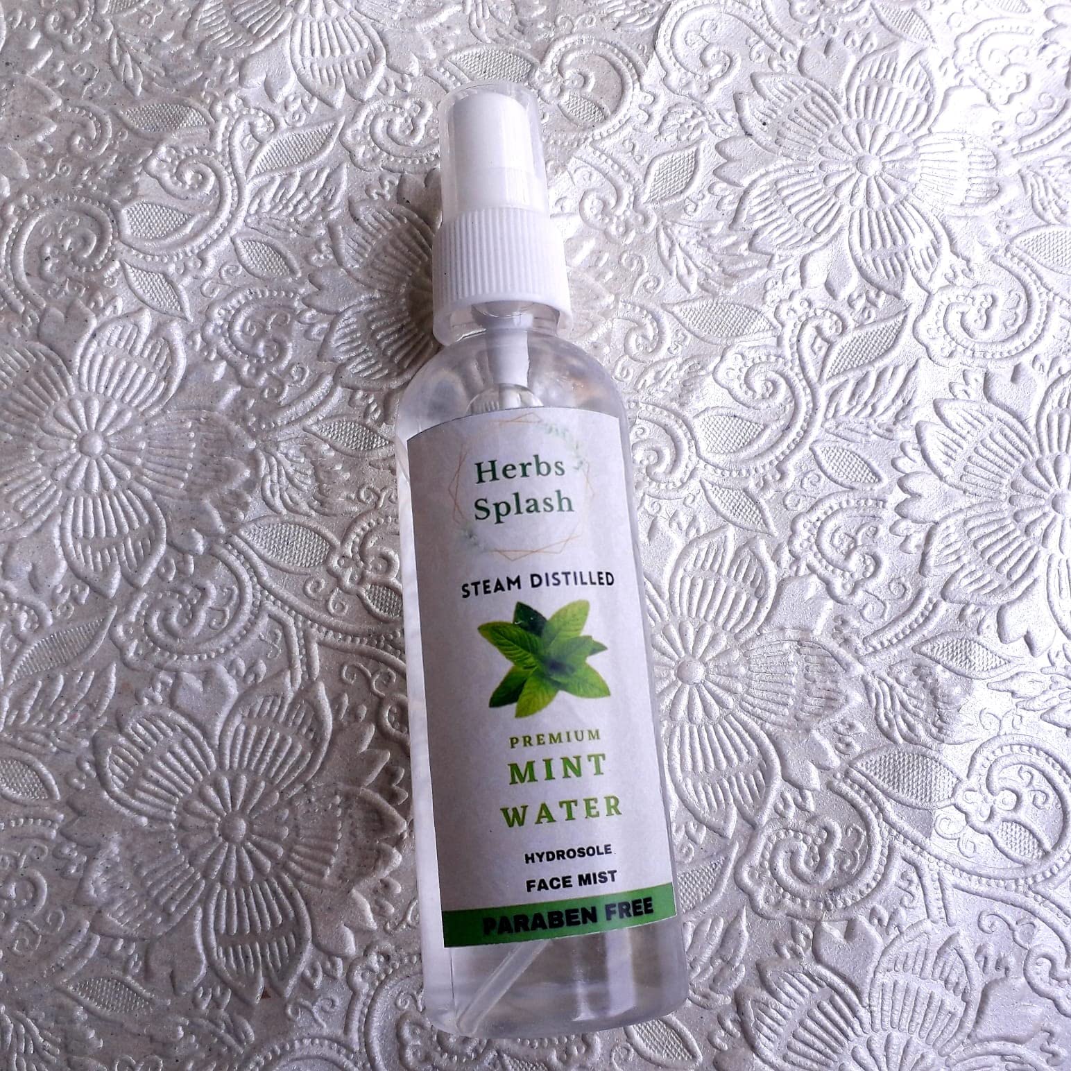 Herbal Splash Mint Water Face Mist & Toner for Hydrated Skin - 100ml | Refreshing Facial Spray for Dry Skin Care, Makeup Setting & On-the-Go Hydration