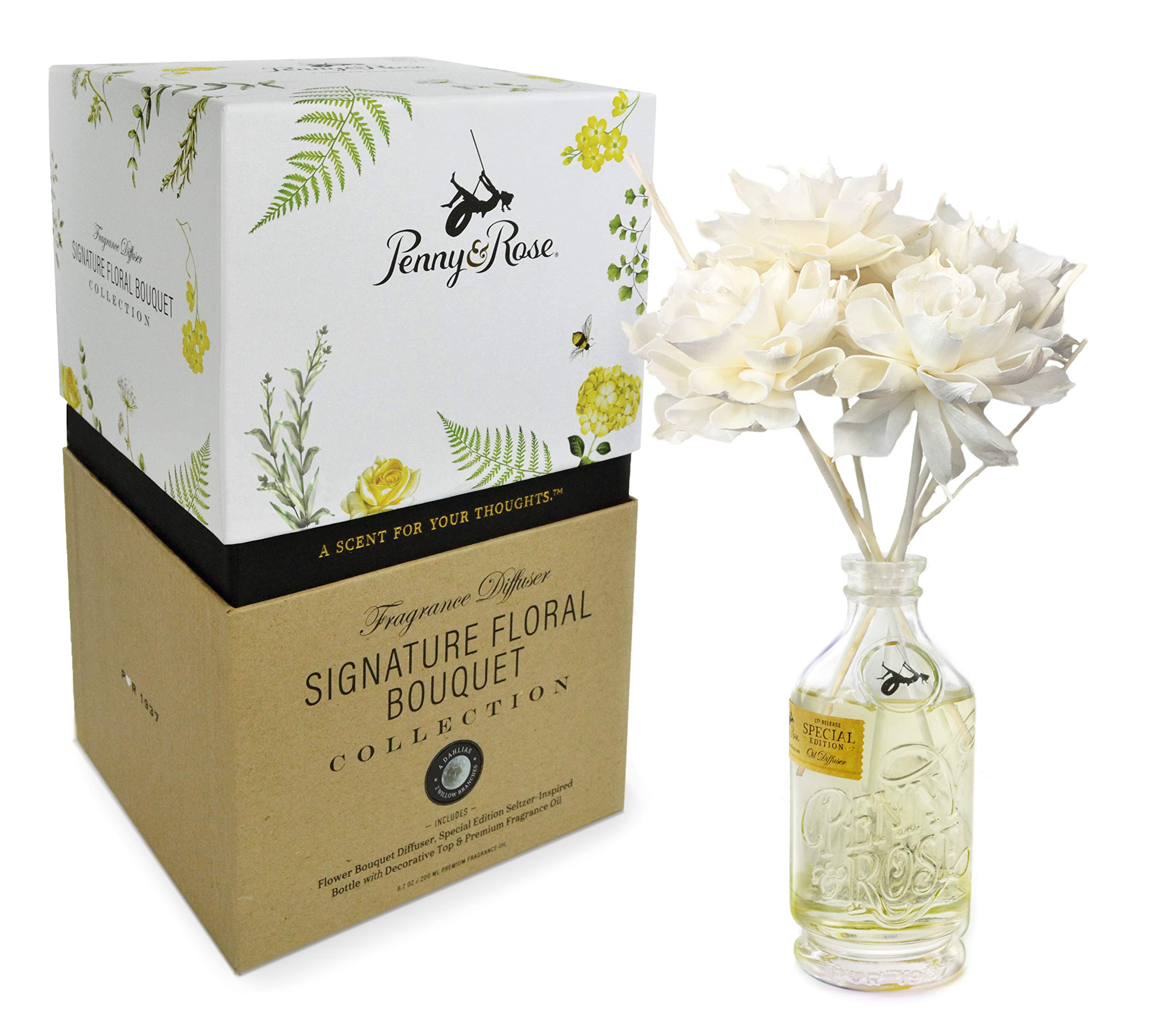 Penny & Rose Dahlia Essential Oil Diffuser | Aromatherapy Scented Candles for Home, Office & Spa Relaxation | Perfect for Stress Relief, Yoga & Meditation