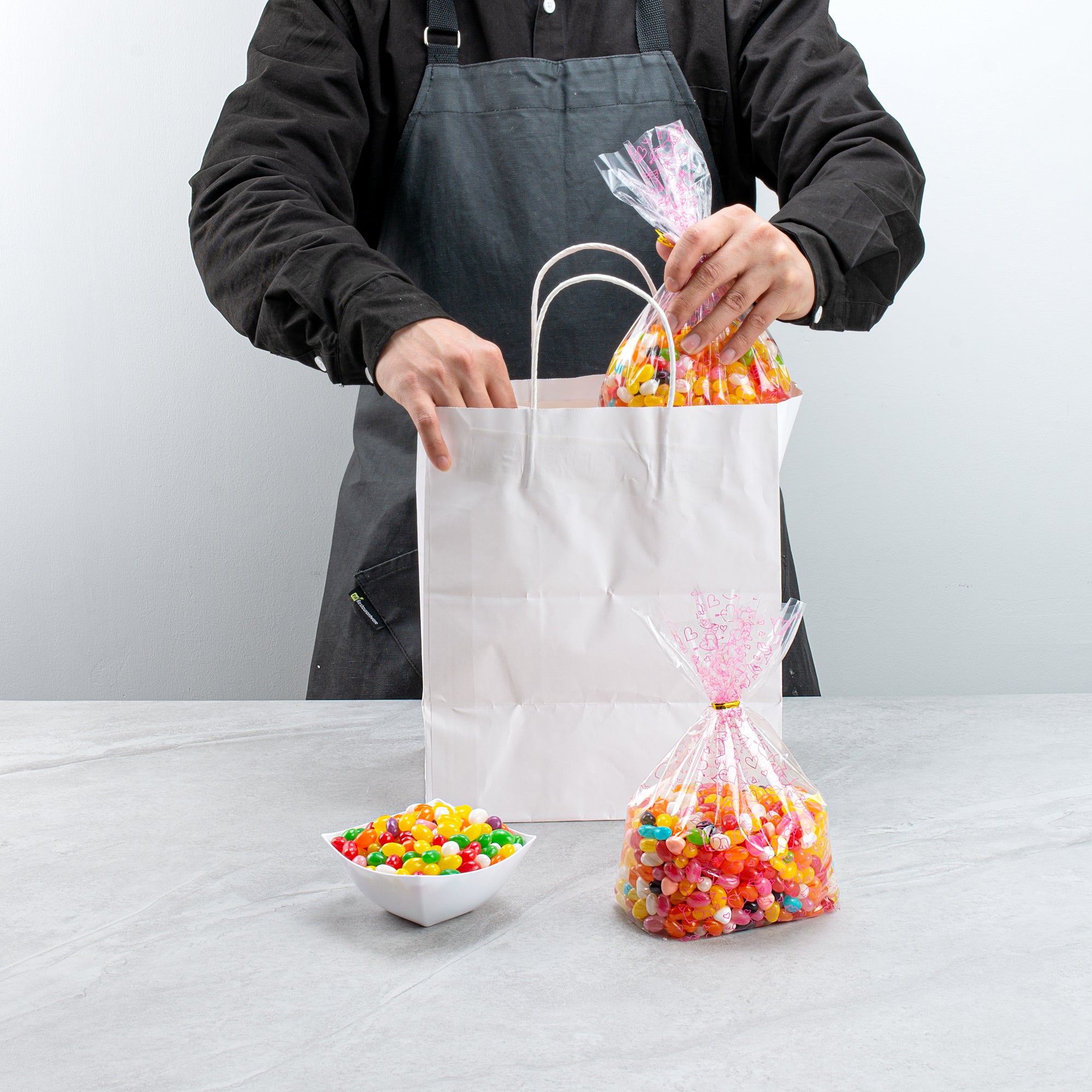Winged Hearts Plastic Candy Bags - Gusseted 5 x 3 x 11 Inches - Bulk 4000 Count Box for Party Favors, Wedding Treats & Candy Packaging