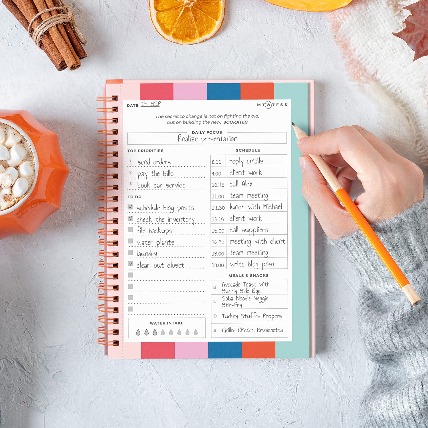 S&O Undated Planner with Meal Tracker - A5 Daily To Do List, Habit & Routine Organizer for Students, Work, Fitness & Productivity | ADHD-Friendly Goal Notebook for College & Office Use | Perfect for 2025 Planning & Time Management
