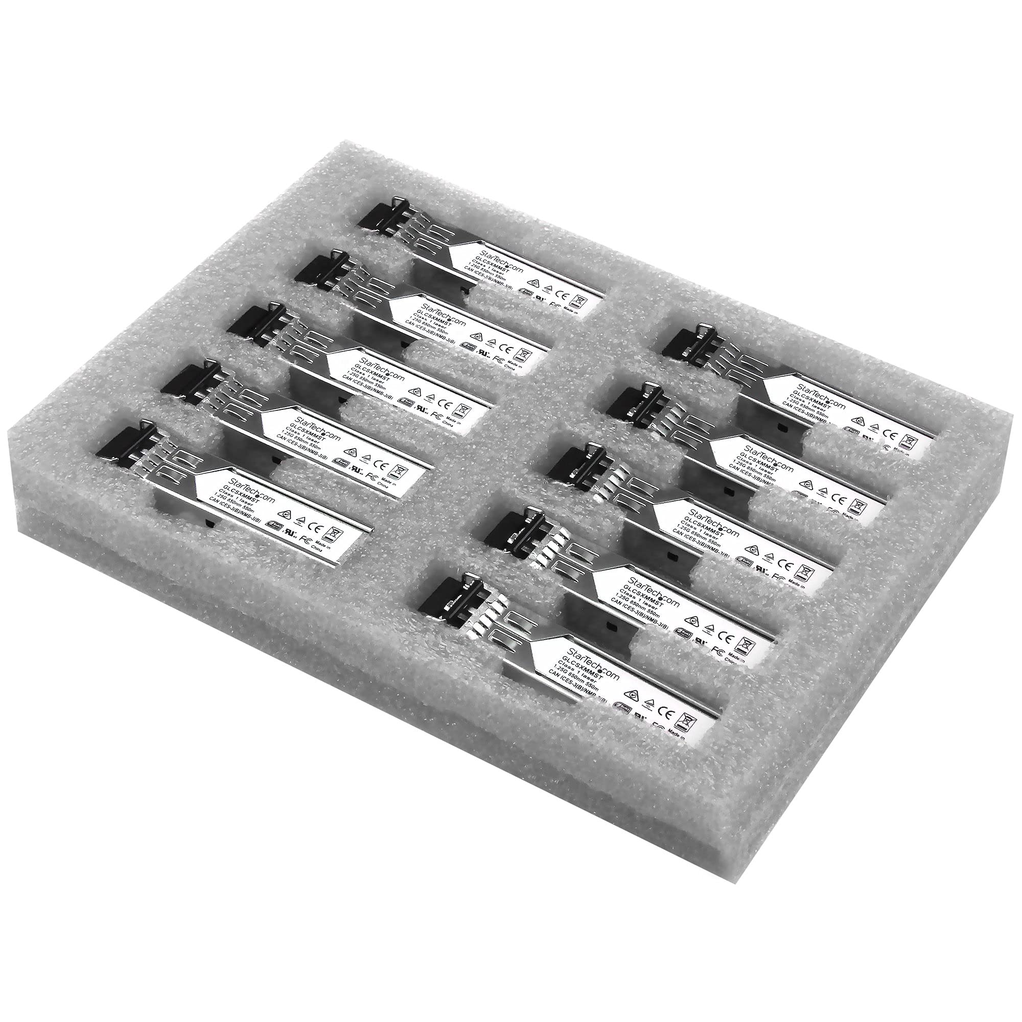StarTech.com Cisco GLC-SX-MM Compatible 10-Pack SFP Module - 1GbE Multimode Fiber Optic Transceiver (1000BASE-SX, LC Connector, 850nm, 550m) - Works with Cisco IE3200, IE3300, ME1200 - Ideal for Data Centers, Enterprise Networks & High-Speed Fiber Connectivity (GLCSXMM10PST)
