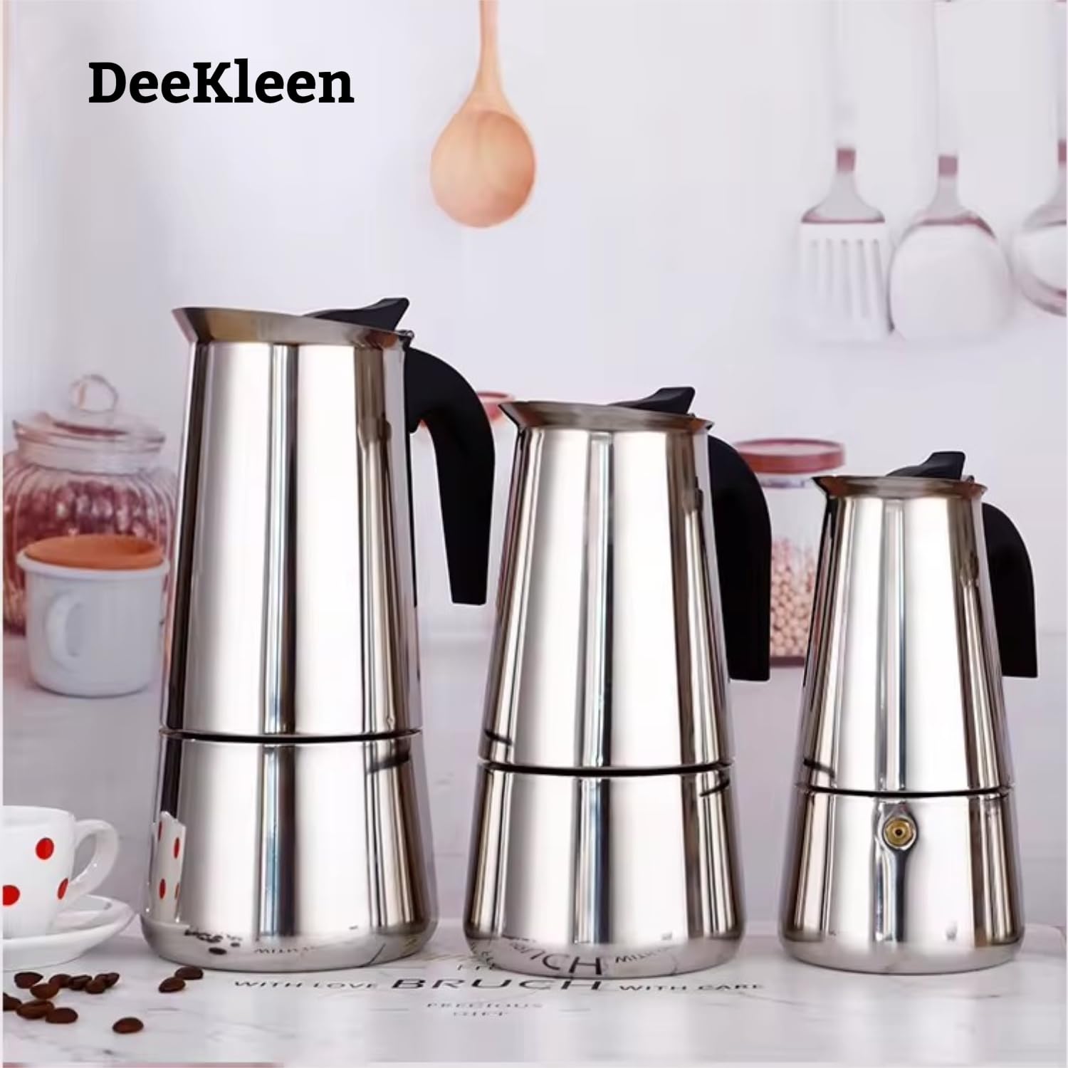 Stainless Steel Moka Pot - 4 Cup Stovetop Espresso Maker for Italian & Cuban Coffee Brewing at Home