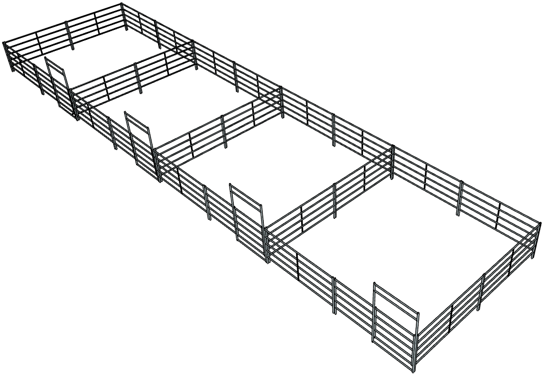4-Panel Galvanized Steel 20ft x 20ft Horse Stall Kit with 5 Rails - Durable Stable Fencing for Pastures, Arenas & Riding Facilities