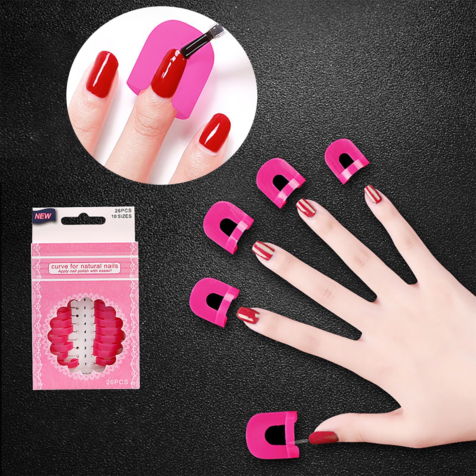 26PCS Reusable Nail Polish Protector Guards - 10 Sizes Soft Plastic Finger Shields for Cuticle Protection | Spill-Proof Manicure Tools for French Stamping & Nail Art | Perfect for Home Salon & DIY Manicures