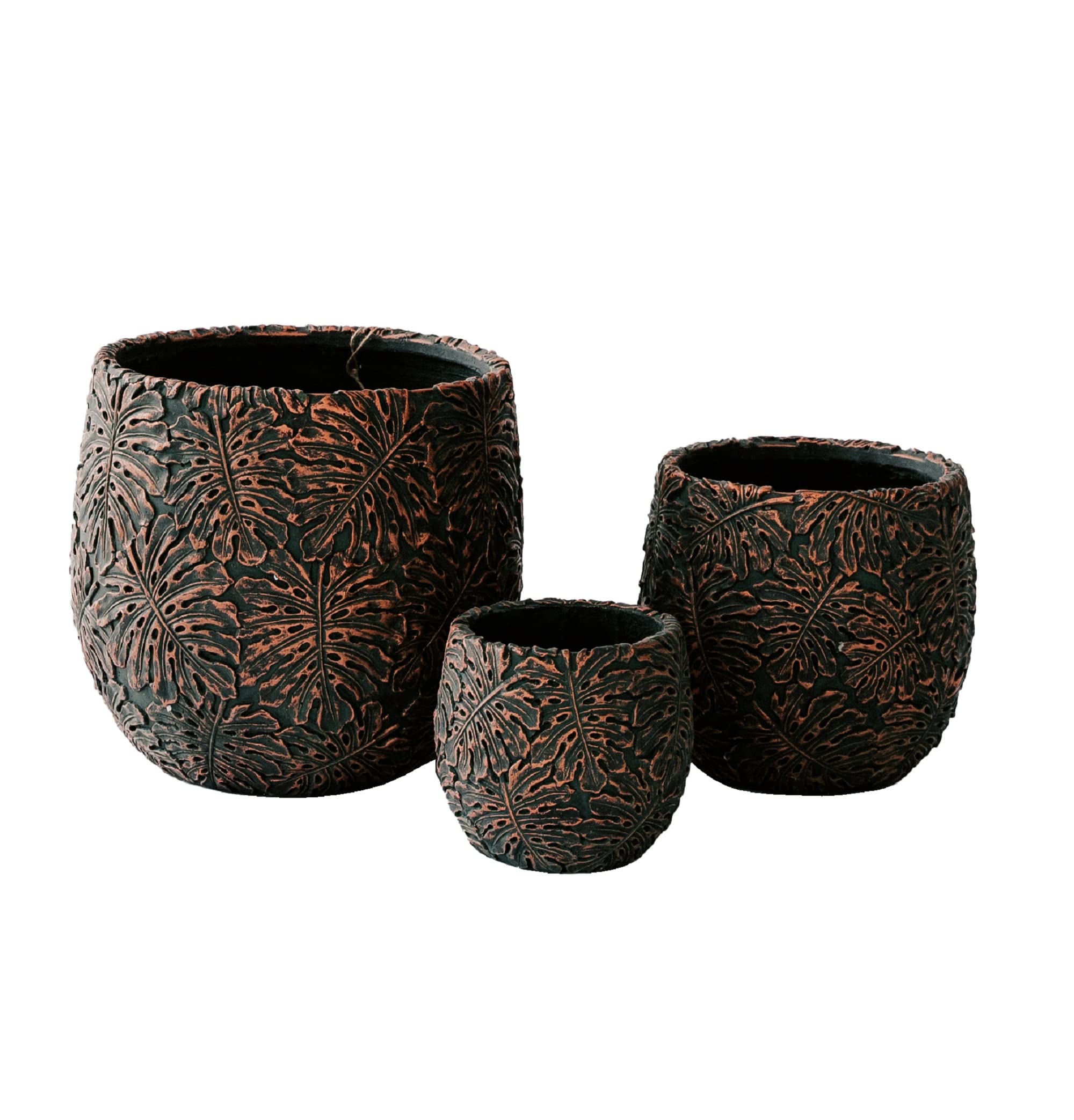 XBrand 3-Piece Round Fiberstone Planters Set (17.7