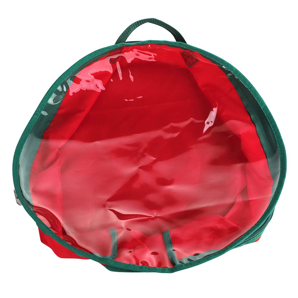 Firlar Christmas Wreath Storage Bag - Clear Window & Dual Zipper Holiday Decor Organizer, Foldable Xmas Garland Container with Handle (15.7 Inch) - Perfect for Storing Wreaths, Garlands & Seasonal Decorations After Holidays