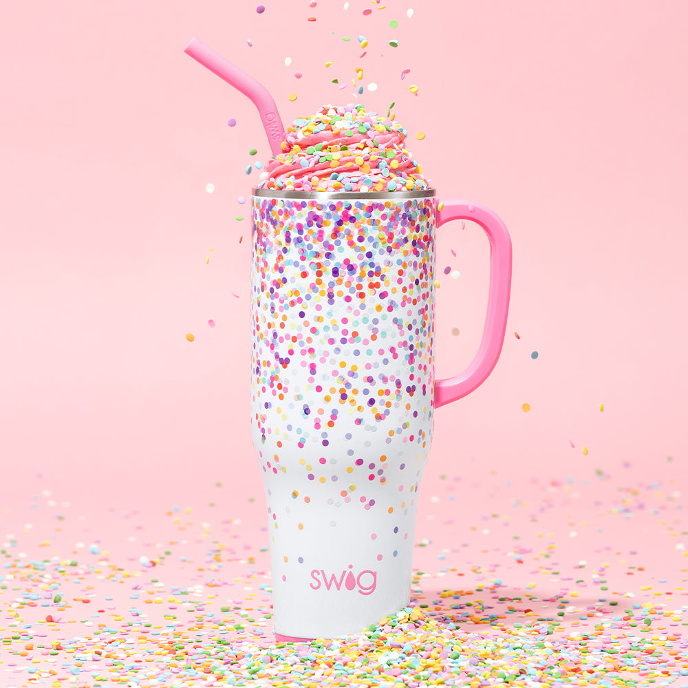 40oz Confetti Mega Mug - Large Insulated Tumbler with Lid & Straw - Perfect for Coffee, Tea & Cold Drinks - Great for Office, Travel & Outdoor Activities