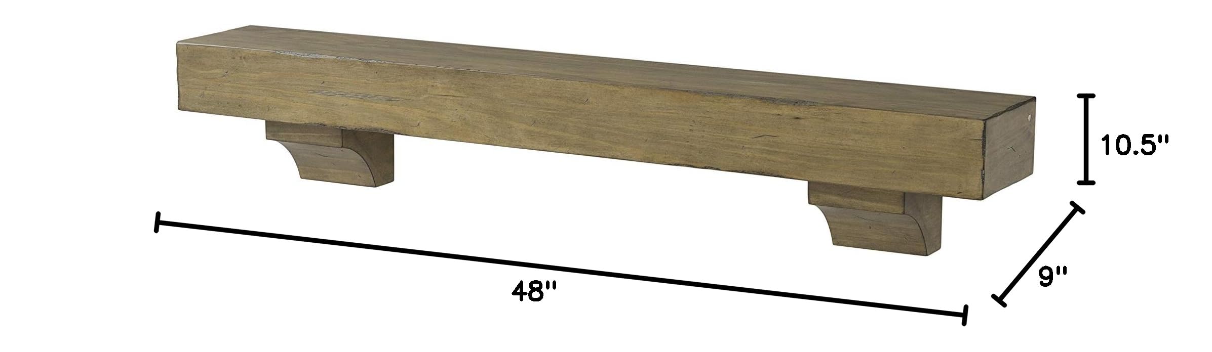 Pearl Mantels 412-48-10 The Shenandoah 48-Inch Wooden Shelf/Mantel Shelf - Rustic Distressed Dune Finish - Perfect for Fireplace Mantels, Living Room Decor & Farmhouse Style Homes