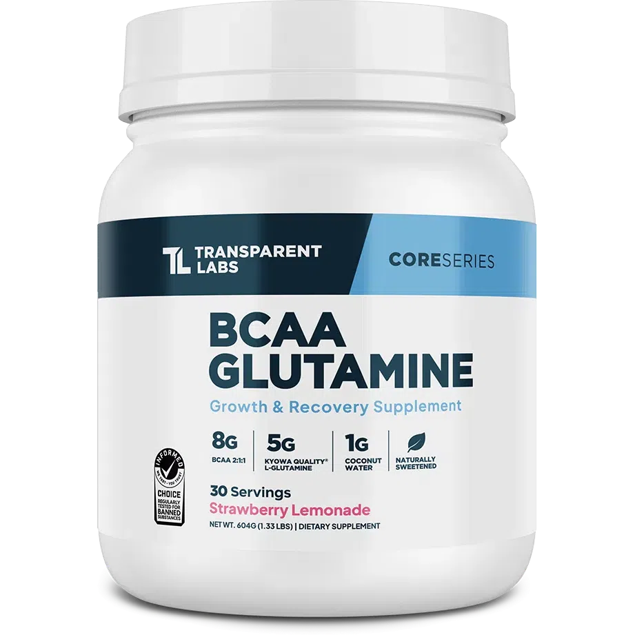 Transparent Labs BCAA Glutamine Powder - Premium Branched Chain Amino Acid Supplement for Muscle Recovery & Growth - Ideal for Post-Workout, Fitness & Bodybuilding