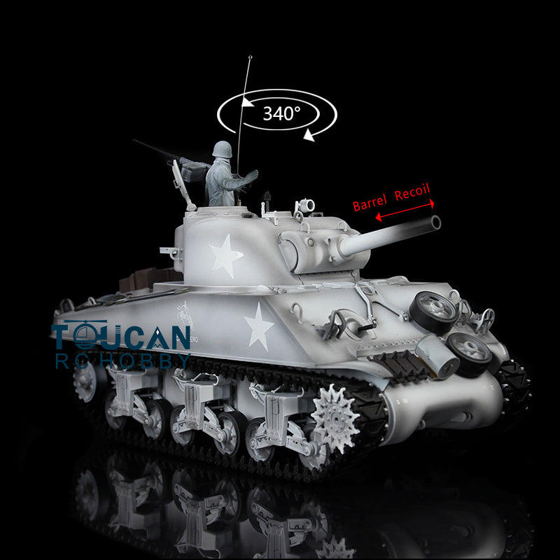 2.4G Henglong 1/16 Scale 7.0 Plastic M4A3 Sherman RTR RC Tank Model with Barrel Recoil - Realistic Military Vehicle for Collectors & Battle Simulation (Item 3898)
