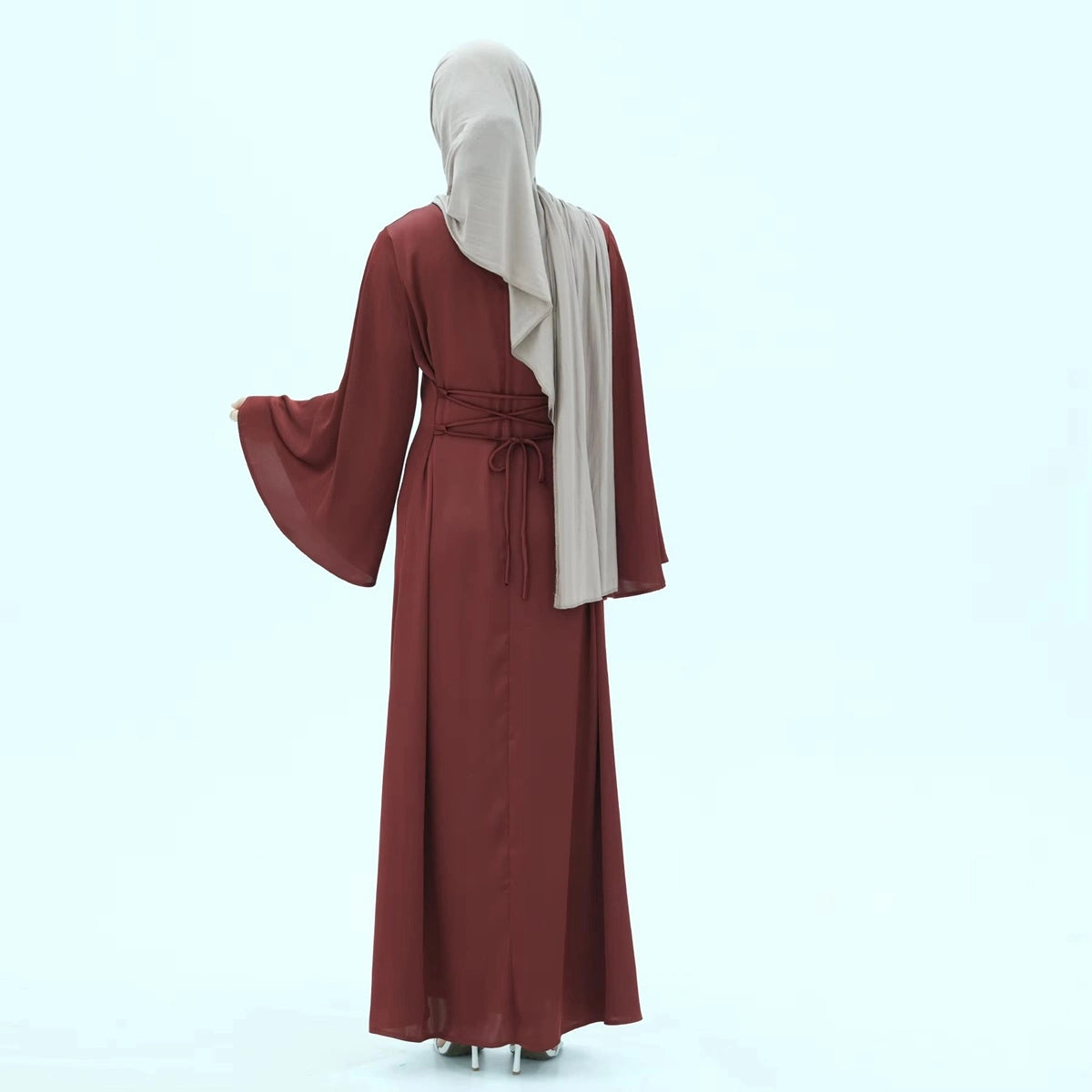 Elegant Satin Abaya Dress with Back Strap - Modest Islamic Prayer Dress for Women | Perfect for Eid, Ramadan & Special Occasions
