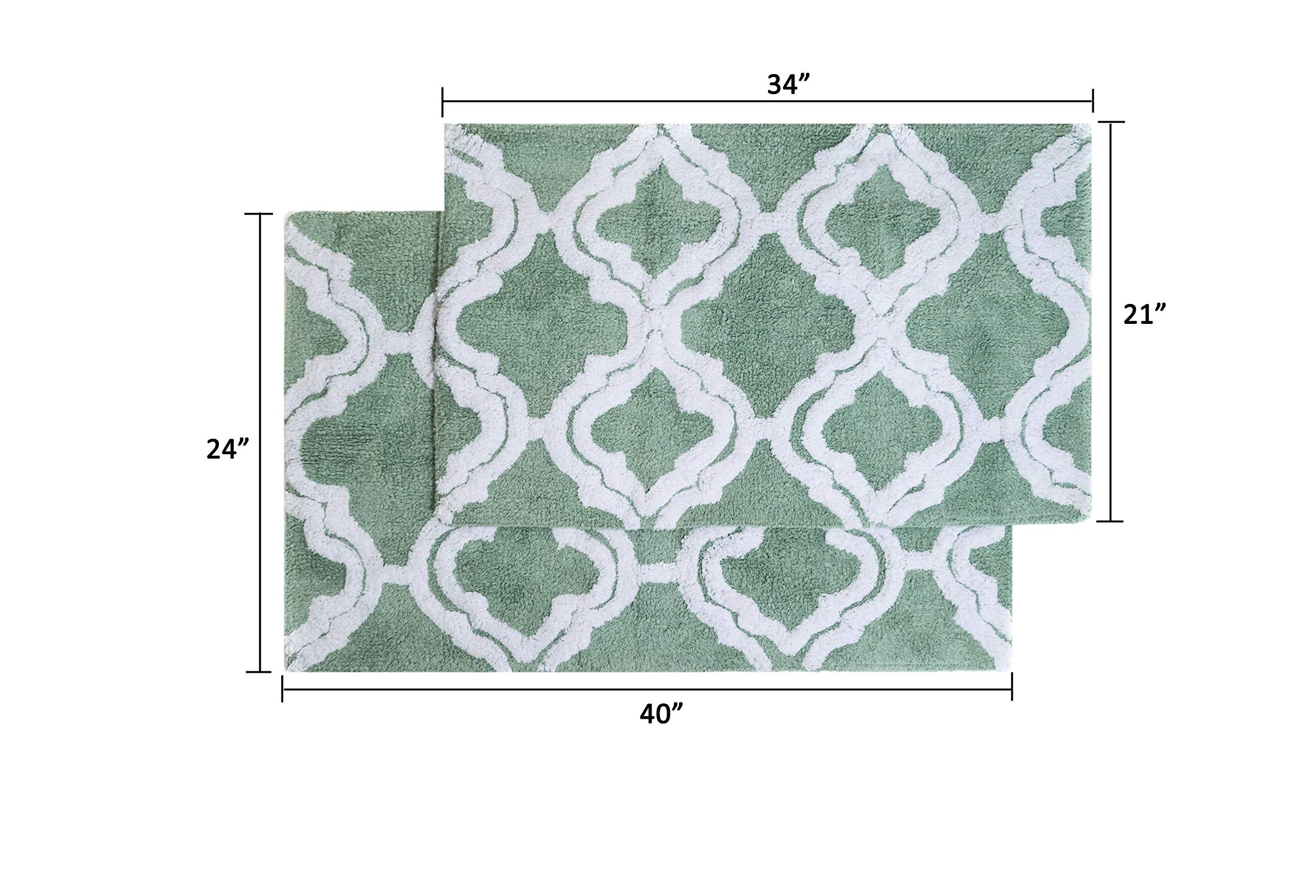 Chesapeake Double Quatrefoil 2-Piece Bath Rug Set in Subtle Green - 21