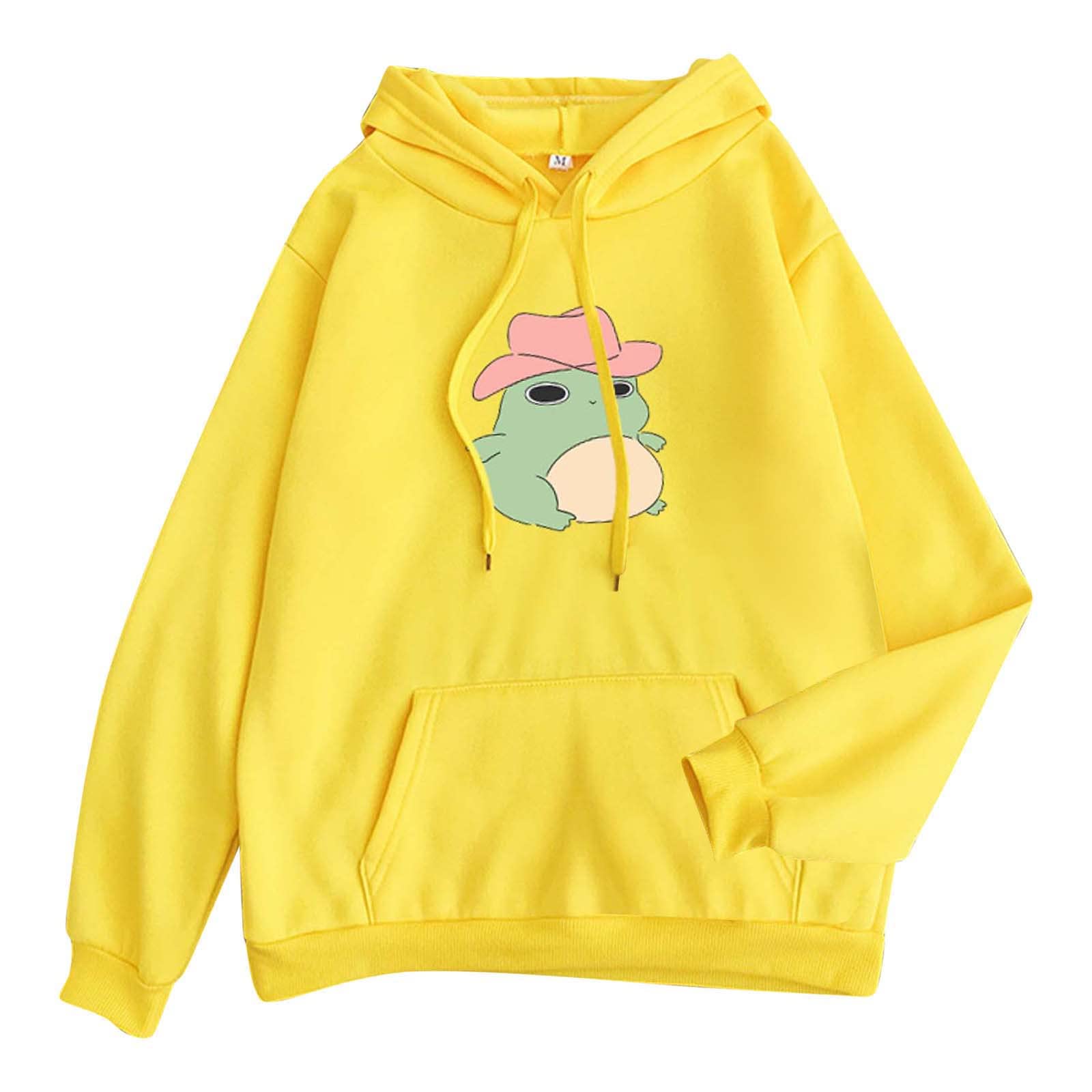 Cute Anime Frog Hoodie for Women & Teen Girls - WOCACHI Soft Loose Pullover Sweatshirt | Casual Wear, Cosplay, and Street Fashion