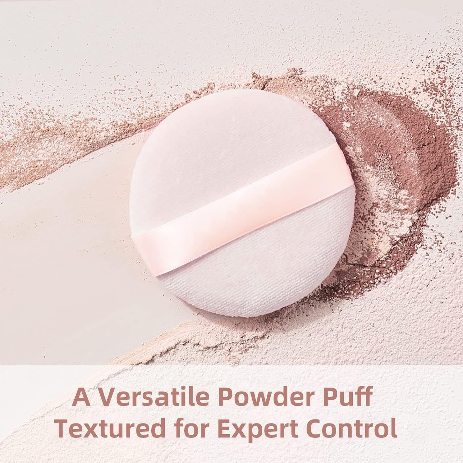 AKADO Premium Cotton Powder Puff for Loose Powder - Soft Round Makeup Sponge for Face & Body - Professional Cosmetic Puff (2 Pack) - Perfect for Airbrush Makeup & On-the-Go Touch Ups