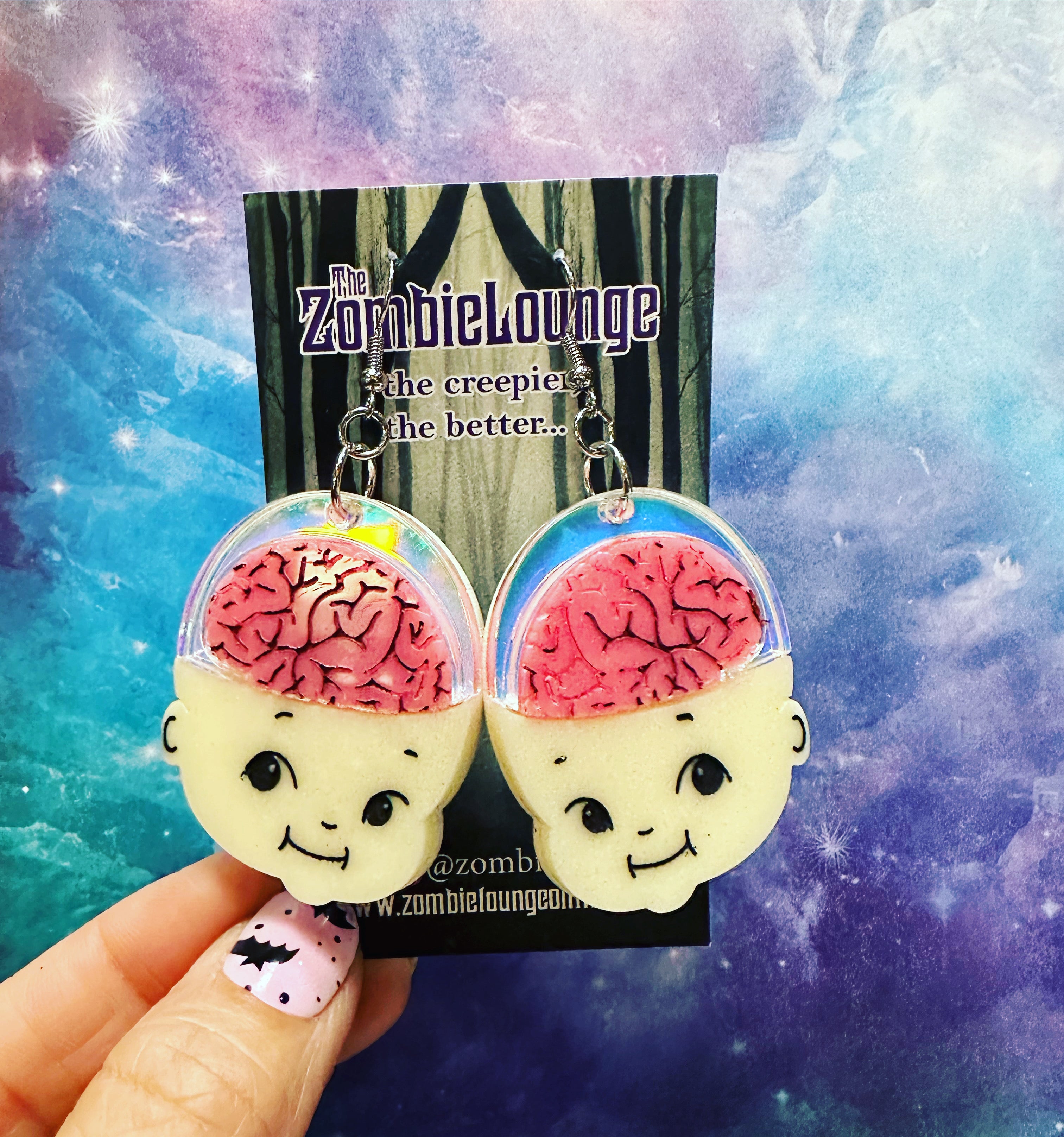 Kewpie Brain Earrings - Unique Kawaii Cute Cartoon Charm Dangle Earrings for Women | Perfect for Cosplay, Halloween, Anime Lovers & Kawaii Fashion Accessories