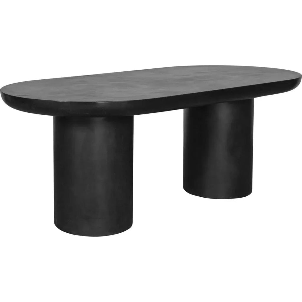 83 Inch Outdoor Dining Table - Black Concrete Top, Weatherproof & Durable Patio Furniture for Backyard, Garden, Poolside Dining & Entertaining