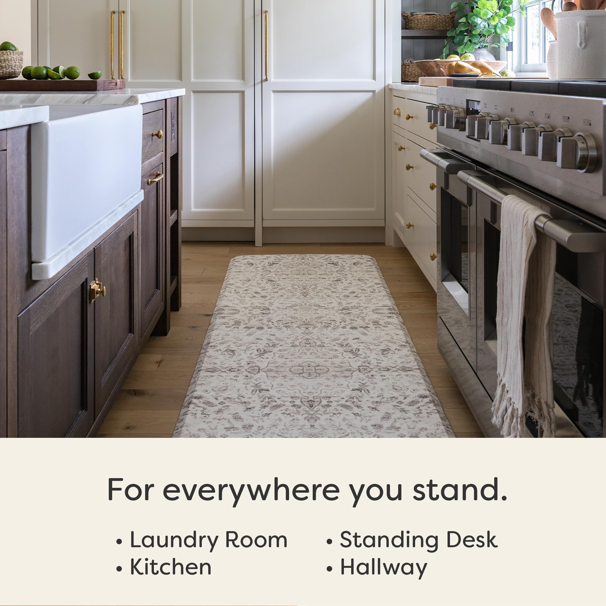 Nama Standing Mat – Anti-Fatigue Cushioned Kitchen Floor Mat with Ergonomic Bounce-Back Foam | Comfortable Anti-Slip Mat for Cooking, Dishwashing & Standing Workstations | Emile Latte 22