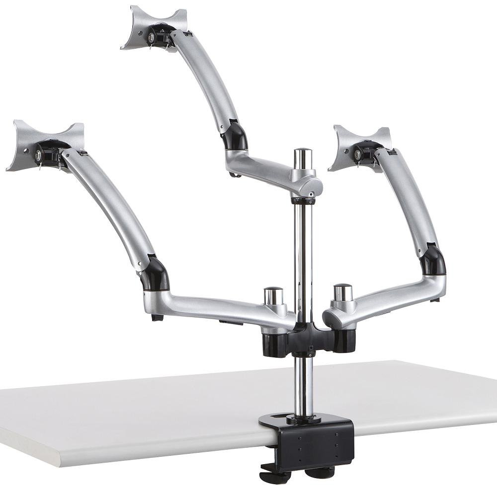 Cotytech Triple Desk Mount Spring Arm Clamp Base - Silver | Adjustable Monitor Stand Holder for Apple MacBook, iMac & iPad | Perfect for Home Office, Gaming & Studio Setup