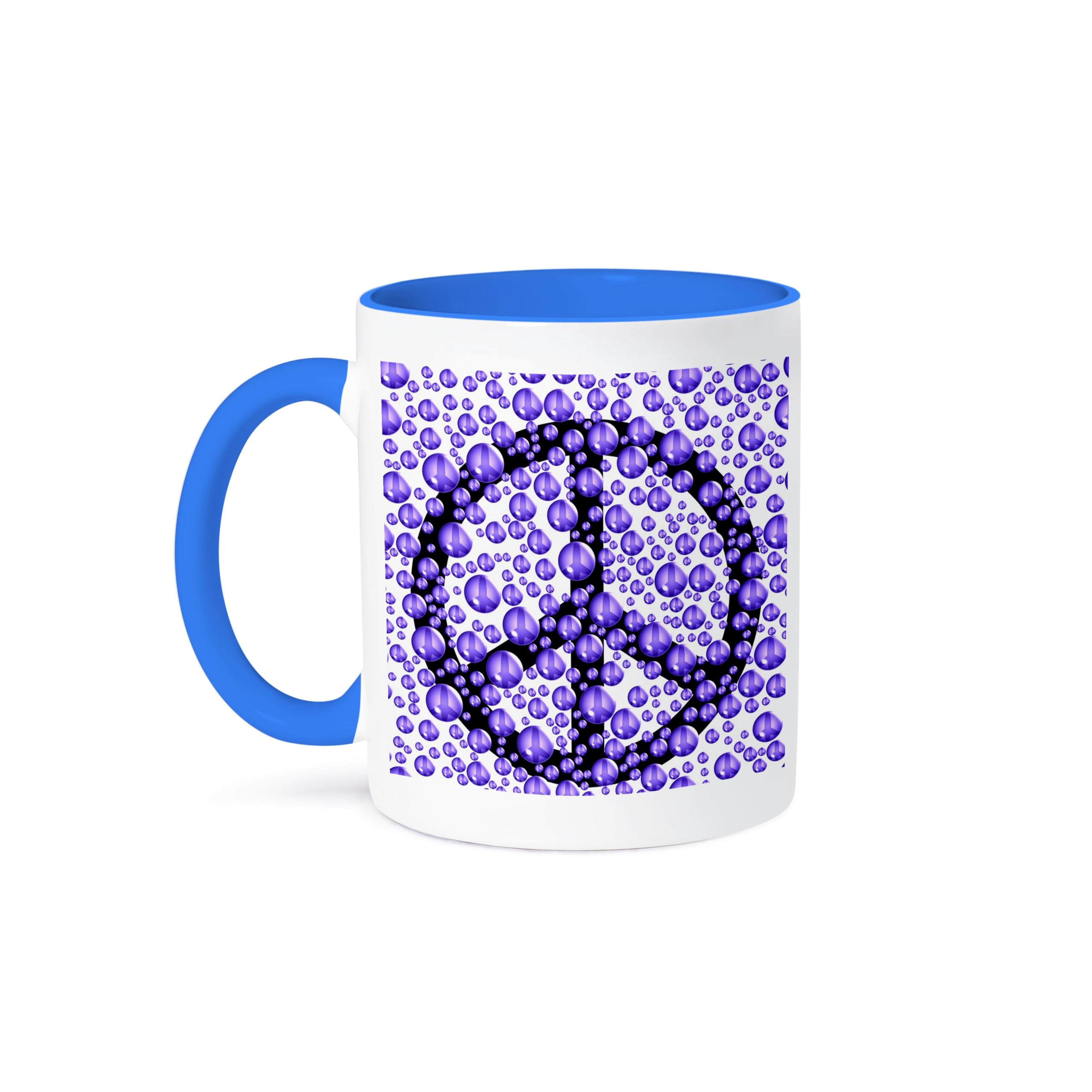 3D Rose 11oz Purple Bubbles Peace Sign Inspirational Art Coffee Mug - Funny Gift for Coffee Lovers, Office Use, Home Decor & Tea Drinkers