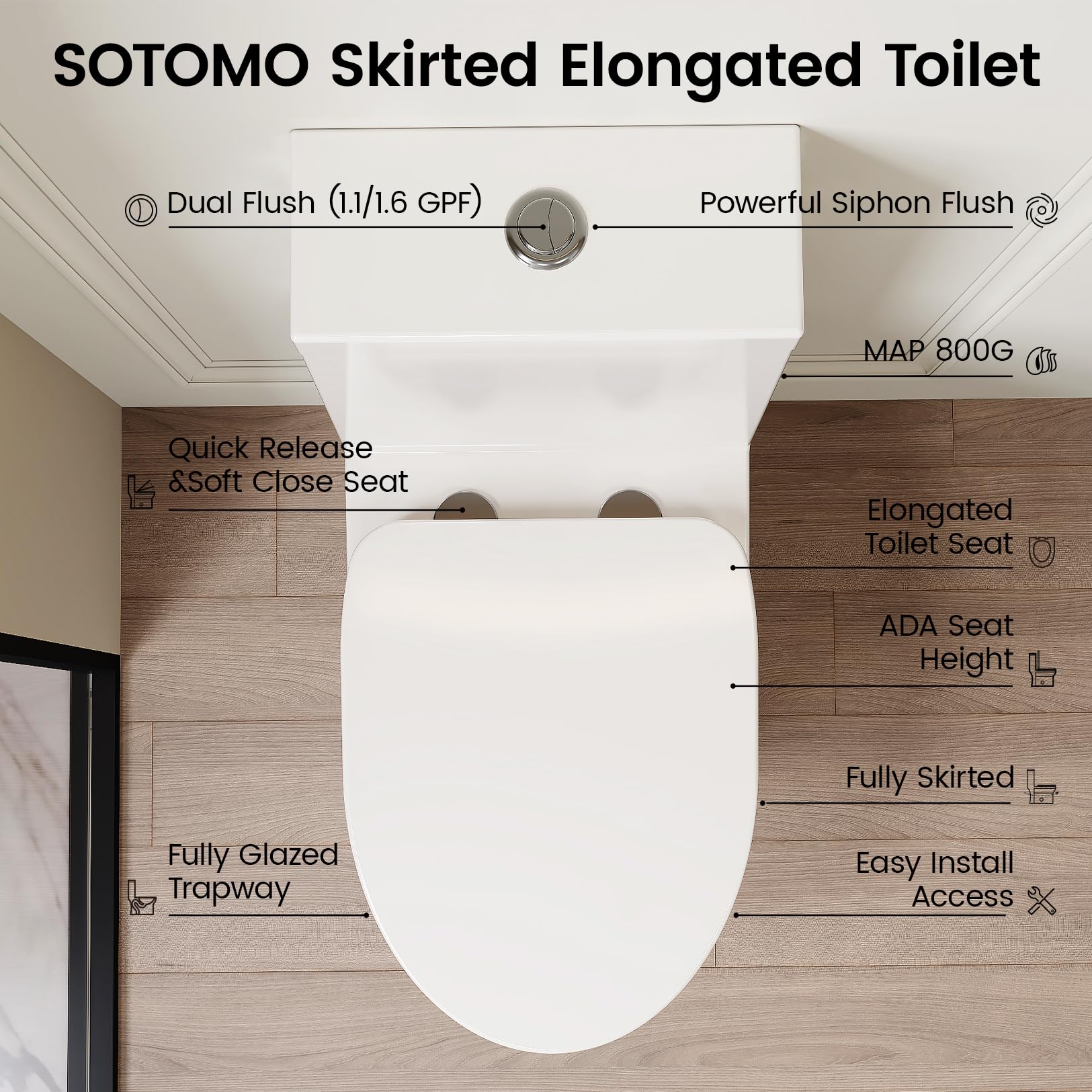 ADA Compliant Compact Elongated One-Piece Toilet - 12