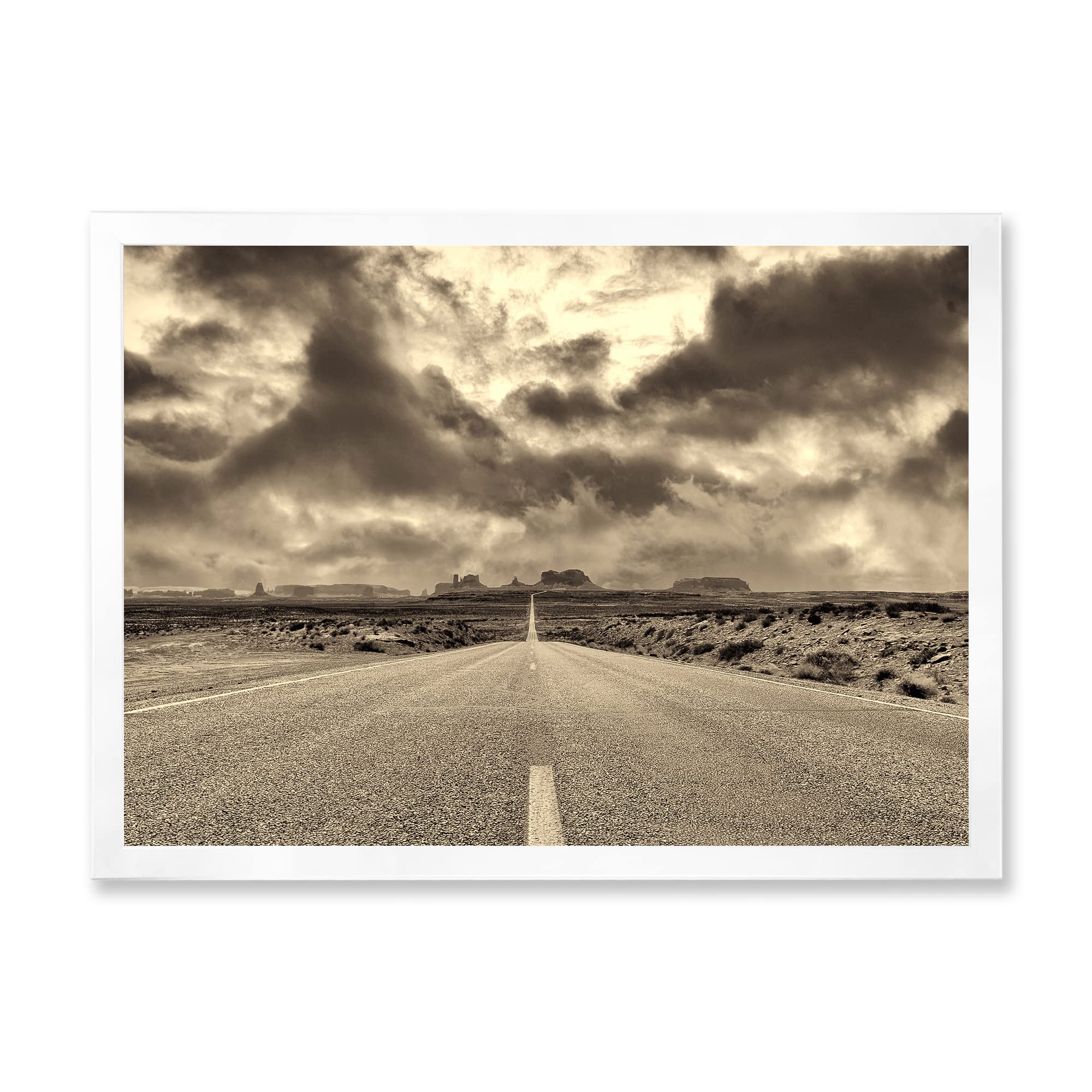 DesignQ Monument Valley Traditional Framed Wall Art - Southwest Desert Landscape Painting for Living Room, Bedroom & Office Decor