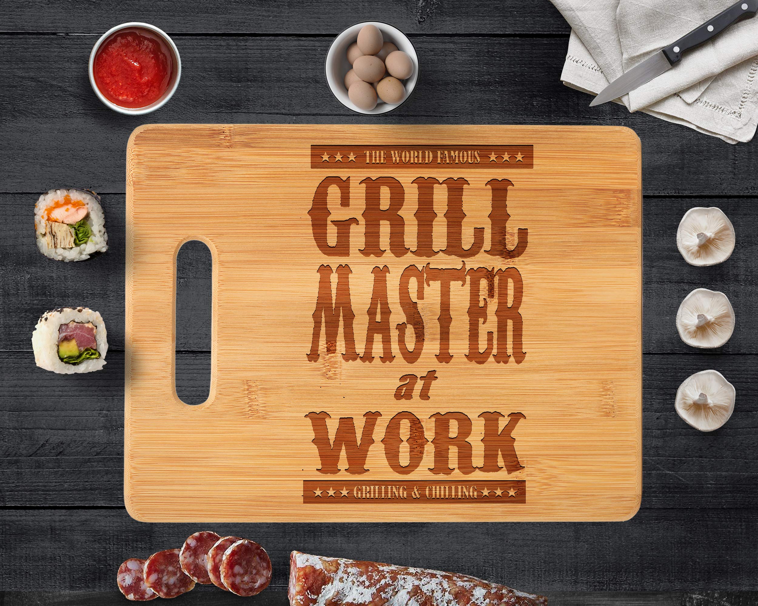 **Personalized Wooden Chopping Board for Dad - Engraved BBQ Grill Cutting Board for Father's Day, Housewarming, Grandpa - Perfect for BBQ, Kitchen, and Outdoor Cooking**