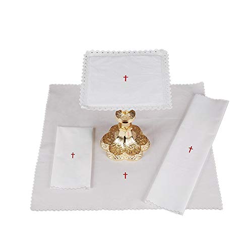 Red Cross Altar 100% Linen Set - Premium Church & Home Altar Cloth for Religious Ceremonies, Weddings & Spiritual Decor