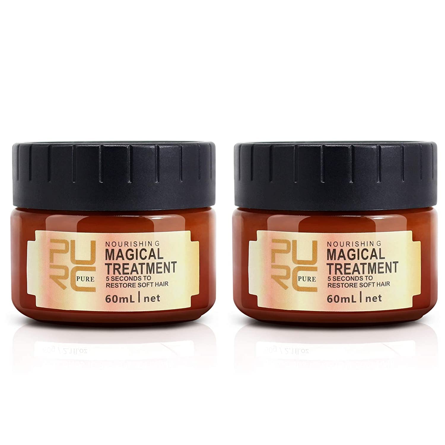 Ramley PURC Magical Hair Mask - Deep Conditioning Treatment for Damaged Hair, Natural Hair Repair, Smooth & Shiny Results - 60ml (2 Pack) | Salon-Quality At-Home Hair Care for Dry, Frizzy & Color-Treated Hair