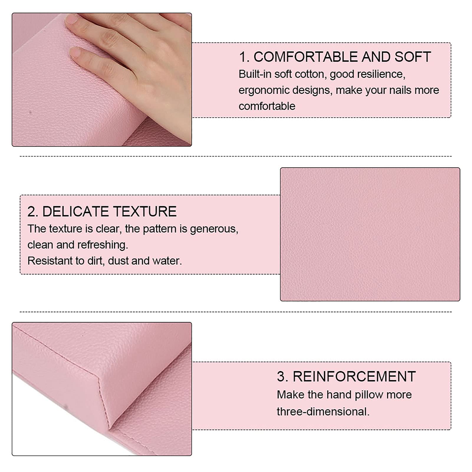 Washable Foldable Nail Art Hand Pillow - Gel Polish Hand Holder & Wrist Rest Cushion for Manicure - Salon Tools Accessories (Pink) | Perfect for Nail Artists, Home Manicures & Salon Professionals
