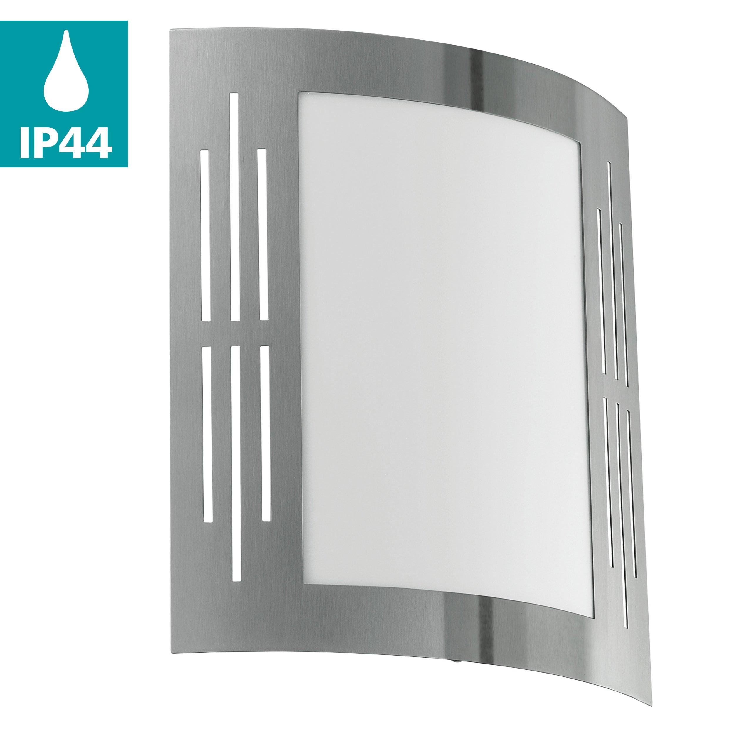 Eglo City IP44 Waterproof Stainless Steel Outdoor Wall Light - Modern Exterior Lighting for Porch, Patio, Garden & Entryway