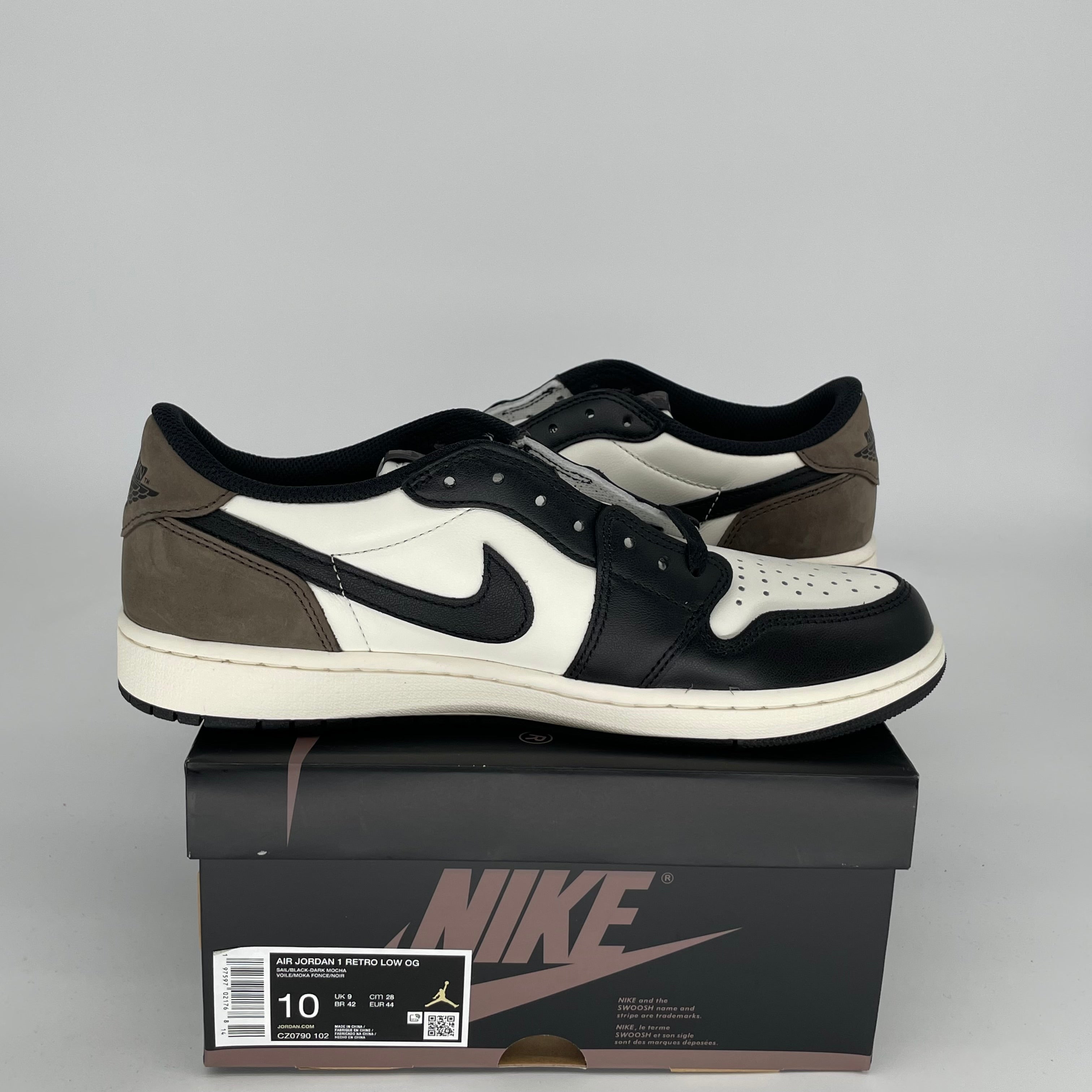 AIR JORDAN 1 LOW MOCHA Sneakers - Men's Size 10 (CZ0790-102) - Retro Basketball Shoes for Casual Wear & Street Style