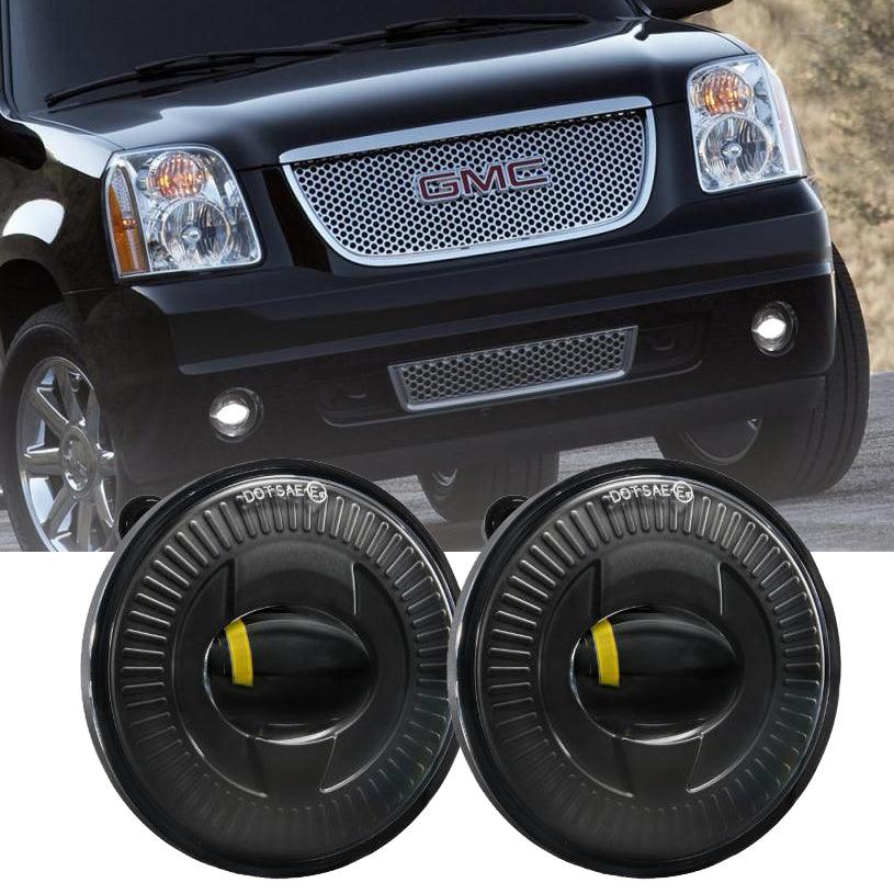 2-Pack 24W Round Black LED Fog Lights Bulbs 5202 Replacement for 2007-2014 GMC Yukon/Yukon XL 1500/2500 - Durable Waterproof Foglamps for Off-Road, Night Driving & Bad Weather