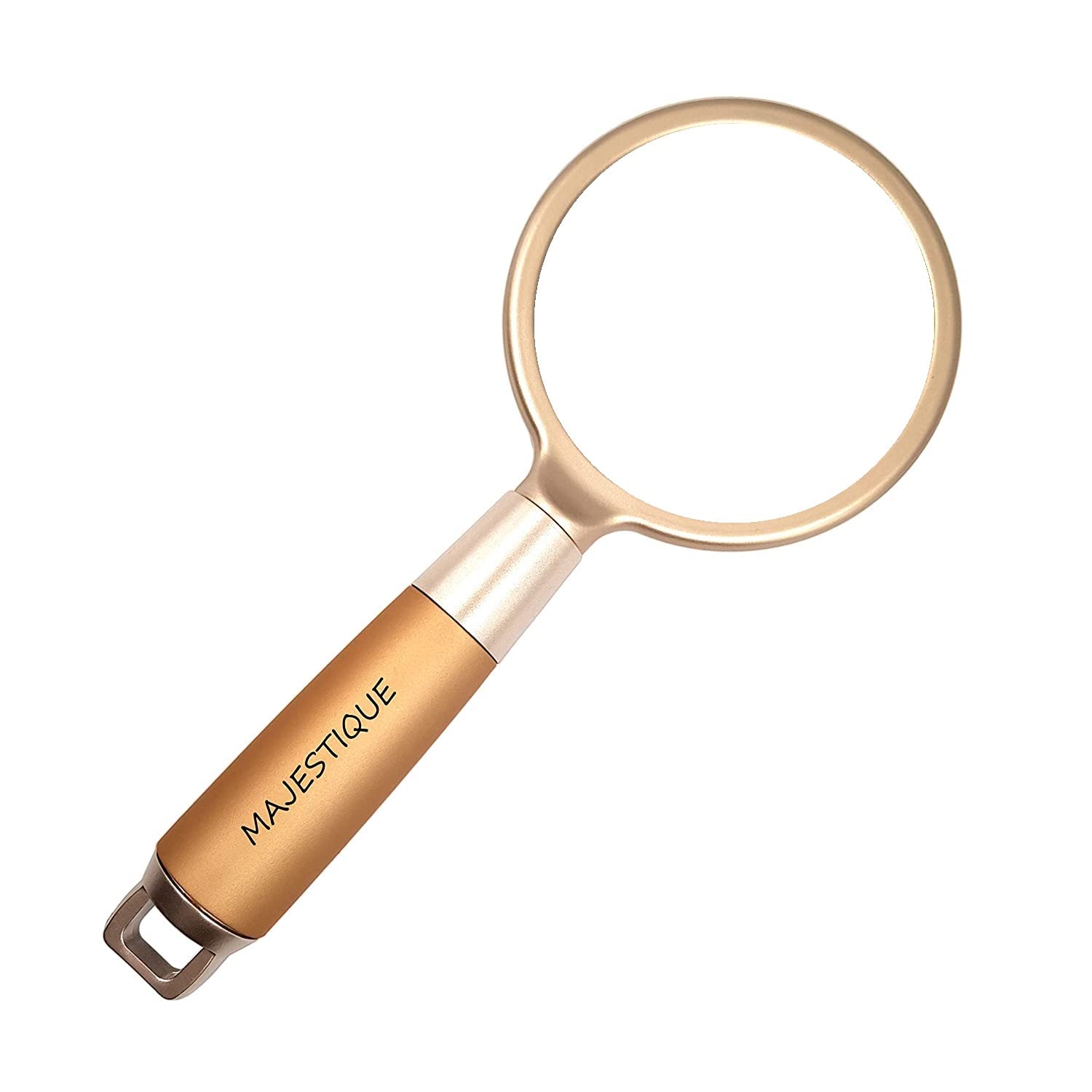 MAJESTIQUE 8 Inch Gold Hand Mirror for Makeup - Portable Travel Mirror for Women, Girls | Perfect for Bathroom Vanity, Dressing Table, Shaving & Grooming | Elegant Golden Compact Mirror for Home & Travel Use
