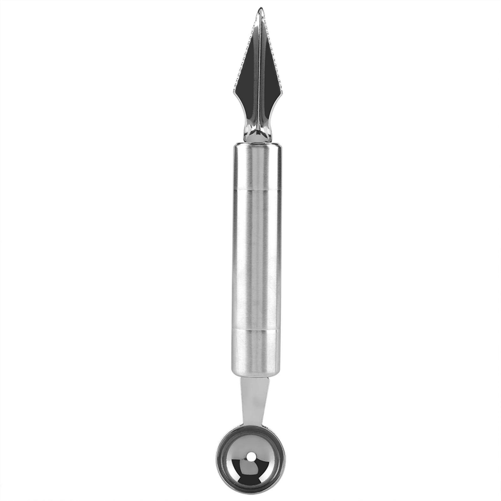 Premium Stainless Steel Fruit Carving Knife - Professional Double-End Watermelon & Cantaloupe Scooper with Melon Baller - Perfect for Fruit Cutting, Scooping & Garnishing - Ideal for Kitchen, Catering & Fruit Platter Decoration