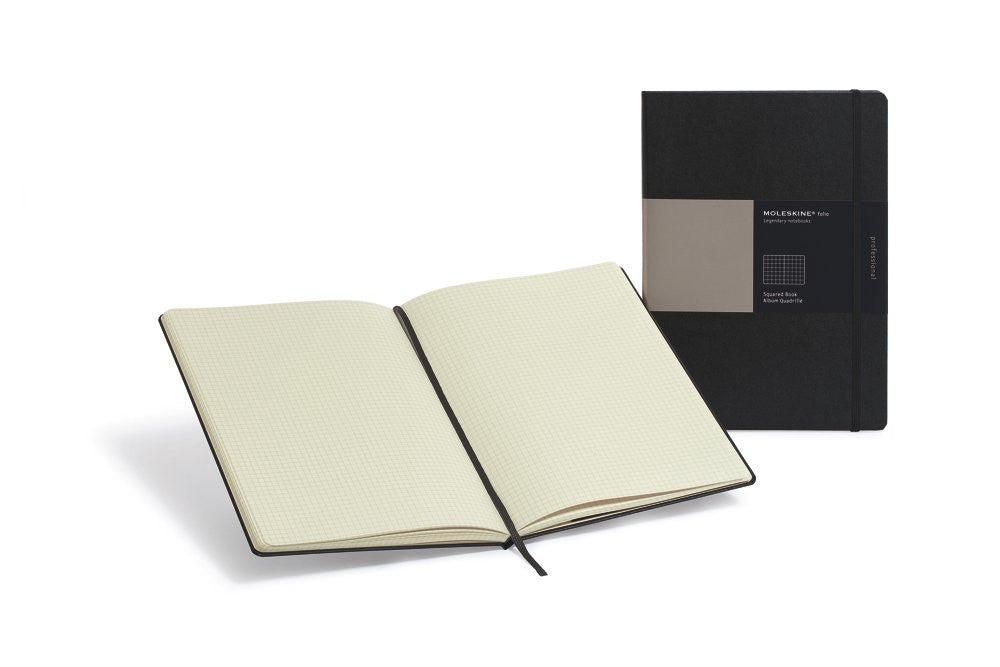 Premium Moleskine Folio Professional A4 Notebook - Hard Cover Squared Grid Pages for Business, Sketching & Note Taking - Perfect for Office, School & Creative Work