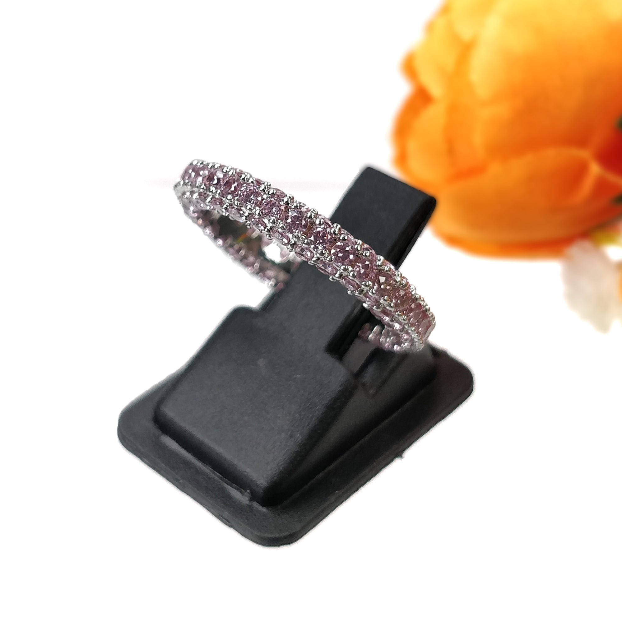 Elegant AAA Cubic Zirconia Women's Rings - White & Pink Crystal Channel Set Fashion Jewelry | Perfect Gift for Her, Anniversary, Birthday & Special Occasions