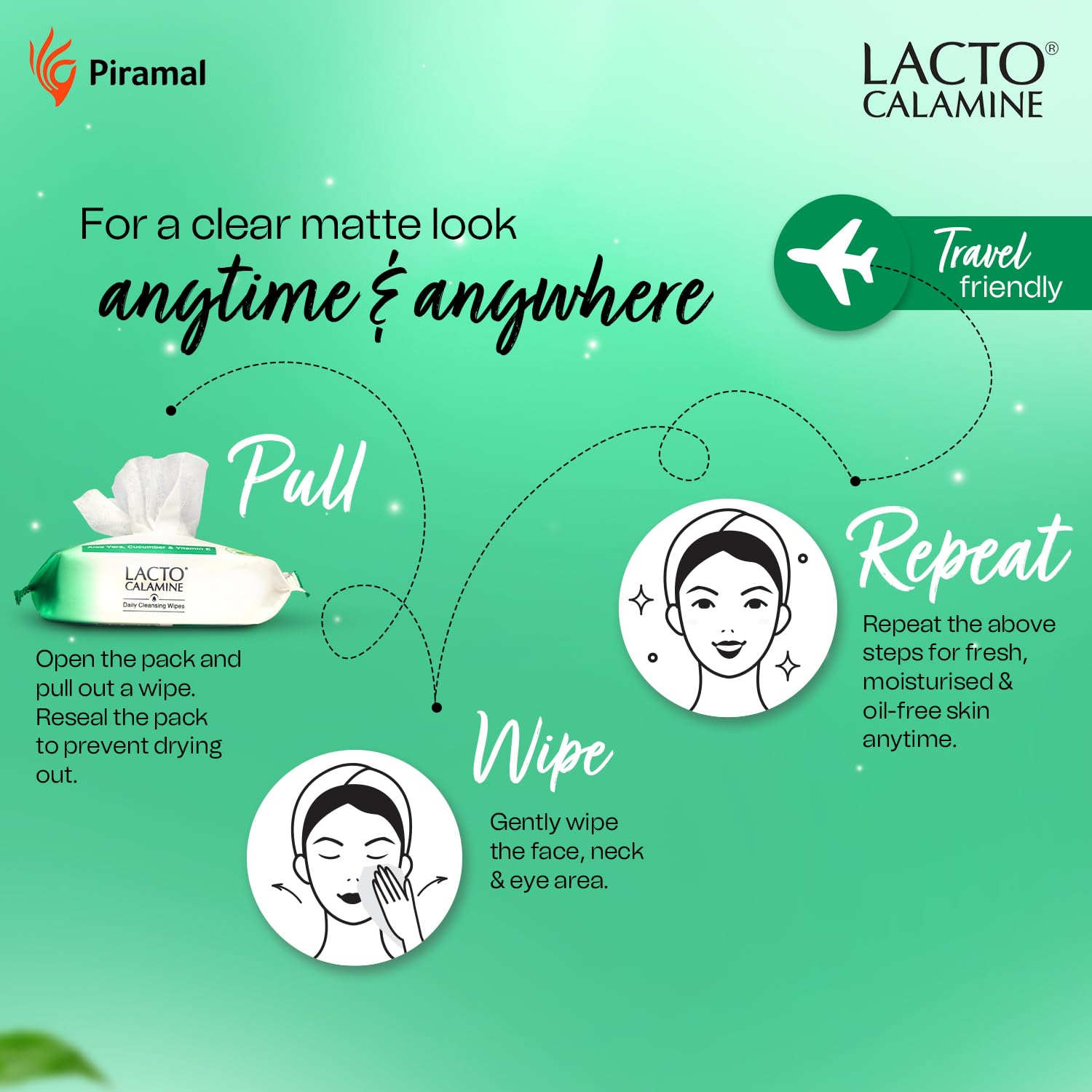 Lacto Calamine Daily Cleansing Facial Wipes - Pack of 3 (75 Wipes Total) | Aloe Vera, Cucumber & Vitamin E Infused Makeup Remover Wipes | Hydrating, Refreshing & Soothing Face Cleansing Wipes | Paraben-Free, Alcohol-Free | Perfect for Travel, Gym & Daily Skincare Routine