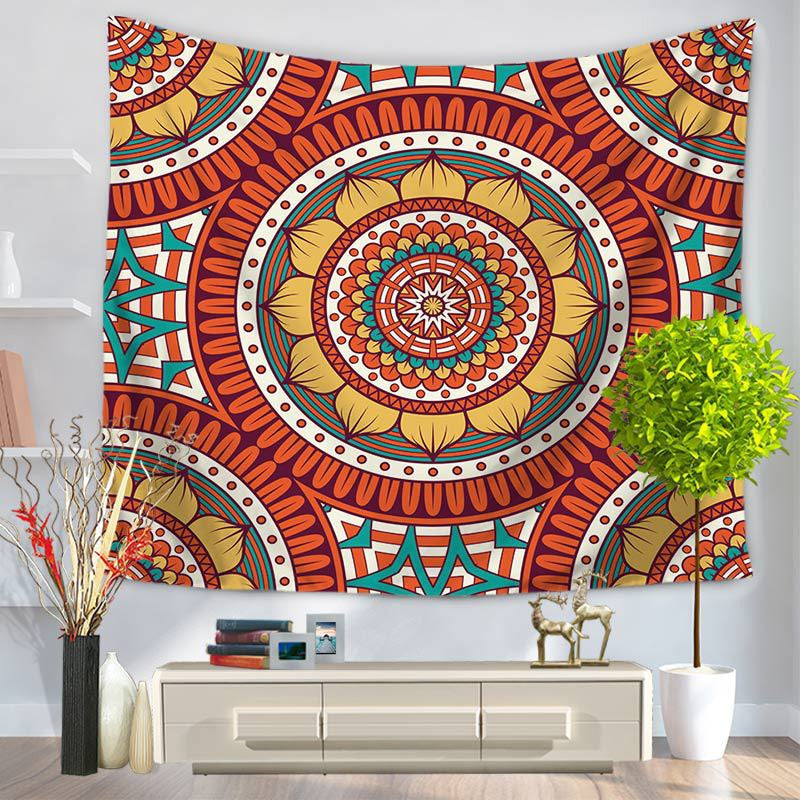 Tapestry Datura Decorative Pattern Hanging Wall Art, Sandy Beach Style Cloth Carpet GT1028 for Living Room, Bedroom, and Boho Home Decor