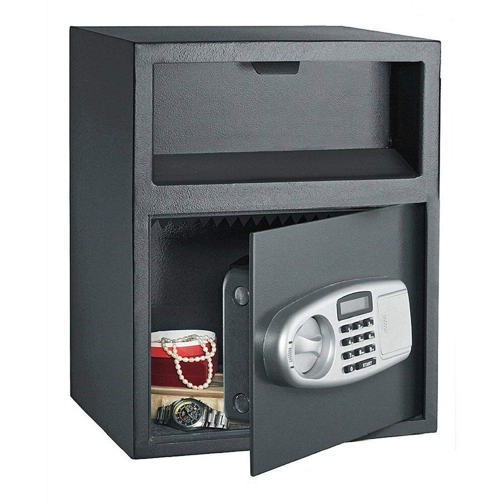 Digital Safe Deposit Box with Money Slot - Secure Cash Drop Vault for Office & Home Use - Ideal for Retail, Hotels, and Small Businesses