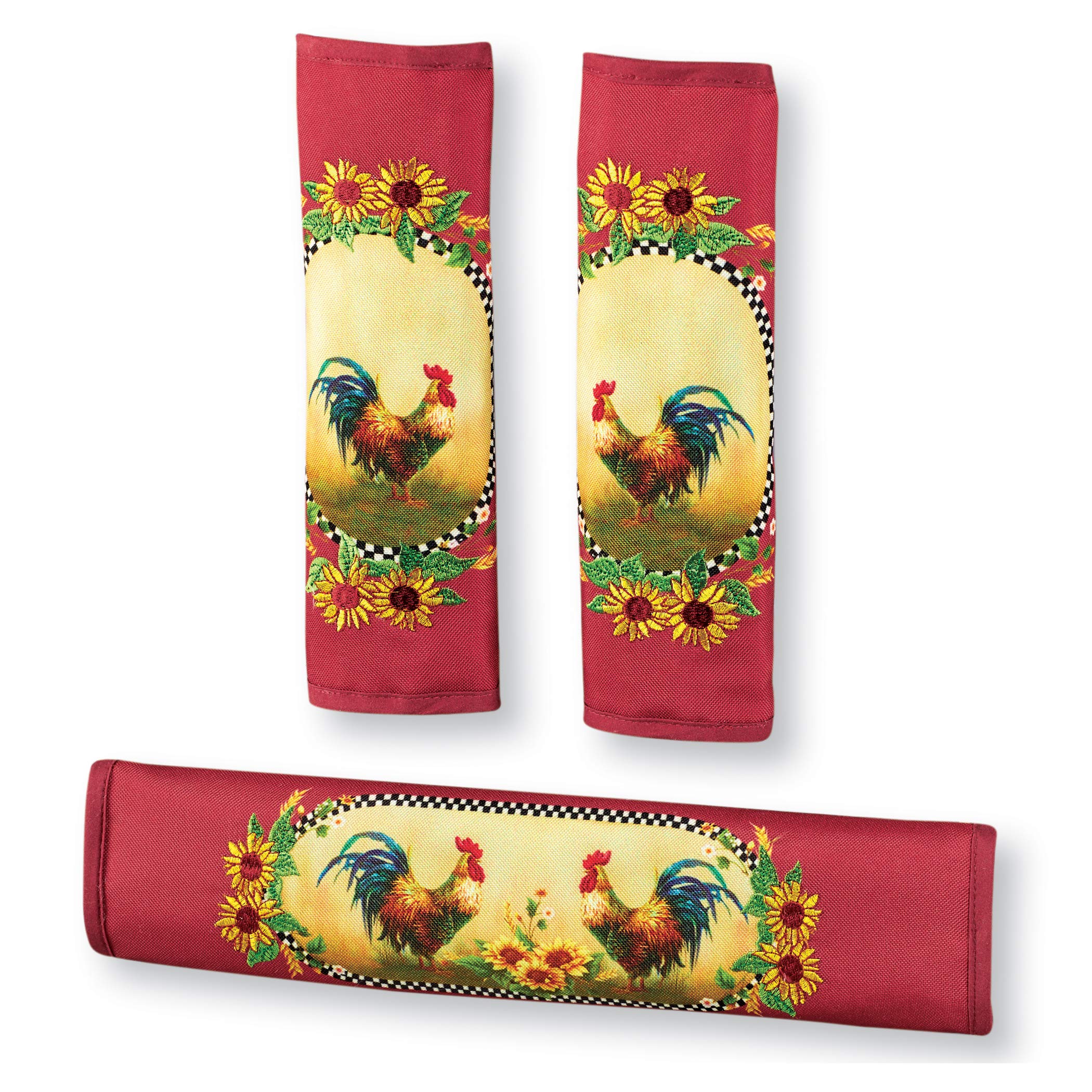 Rooster & Sunflowers Kitchen Appliance Cover Set of 3 - Vintage Style Stove Toaster Blender Covers - Perfect for Farmhouse, Country Kitchen Decor
