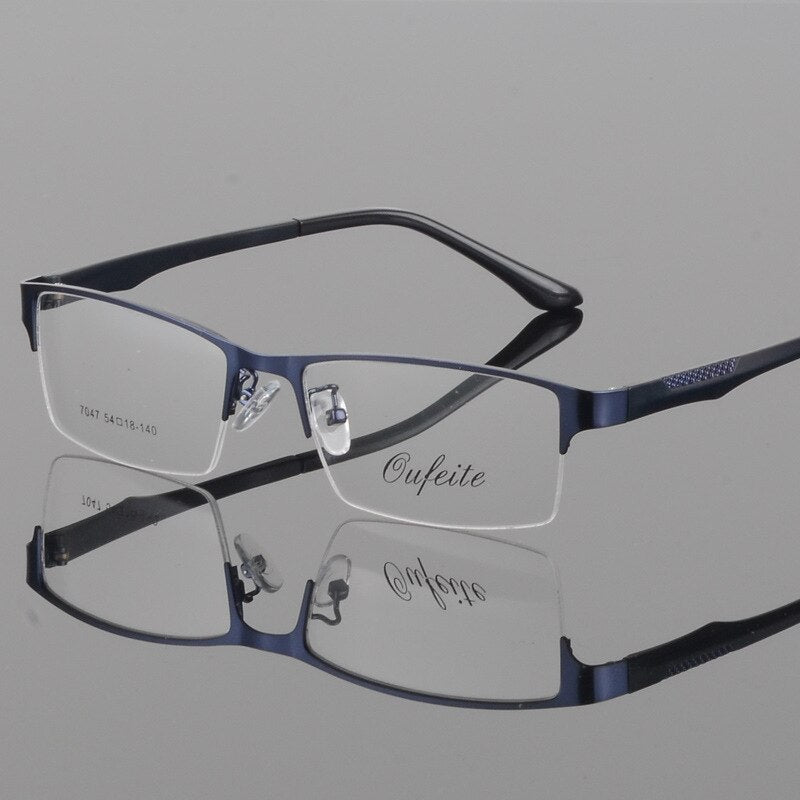 Bclear Men's Square Alloy Semi-Rimless Eyeglasses S7047 - Stylish Lightweight Frame for Work, Reading & Everyday Wear