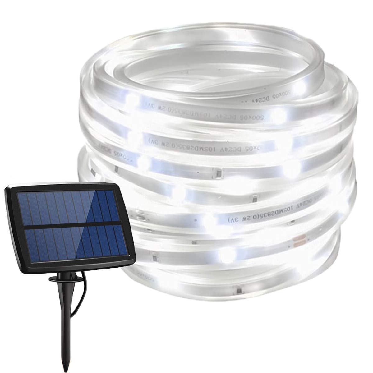 Waterproof 300LED Solar Strip Lights 5m Outdoor String Lights - Flexible Solar Rope Lights for Garden, Patio, Christmas, Party Decor - Indoor/Outdoor Decorative Lighting (White) | Perfect for Backyard, Wedding, Holiday & Landscape Lighting