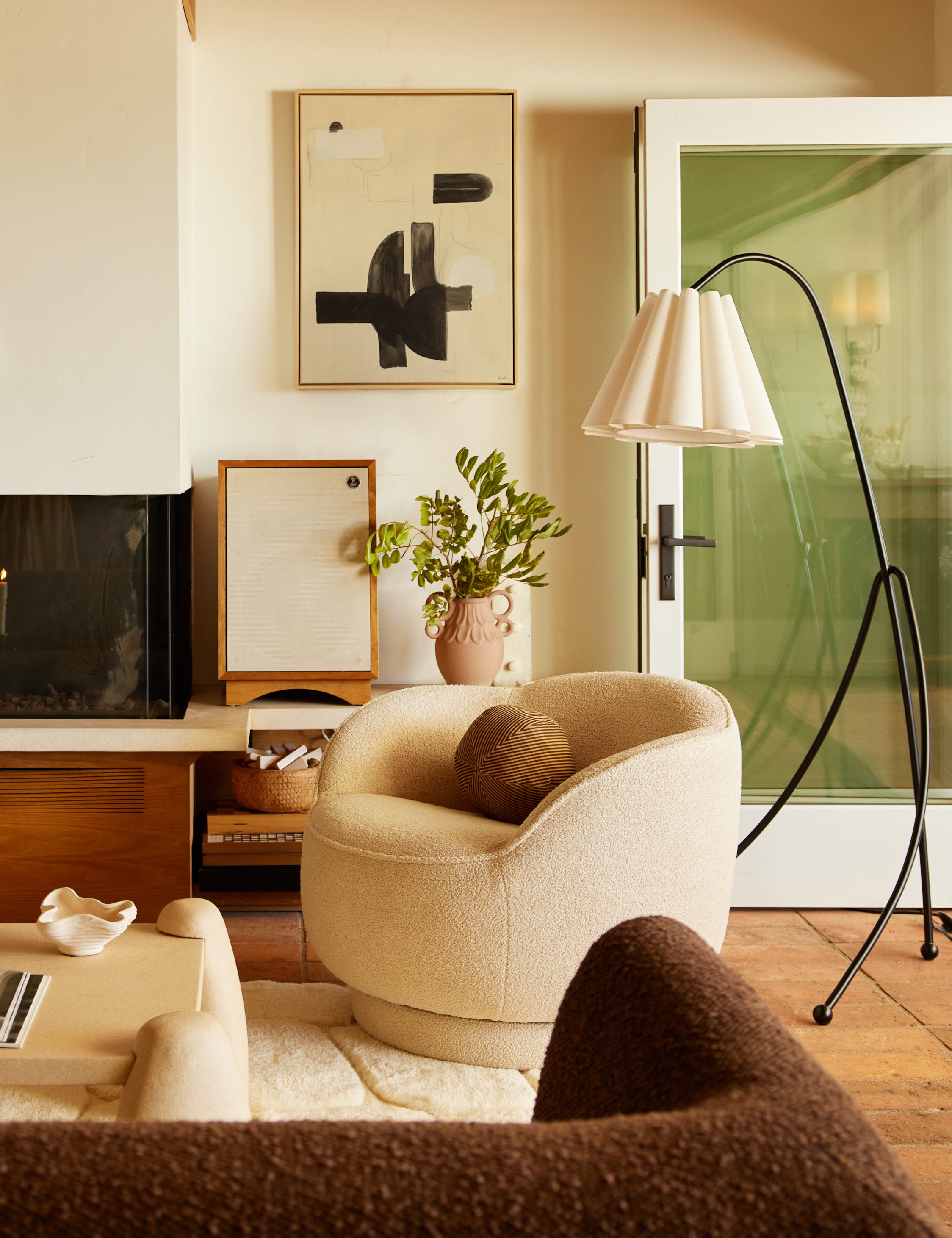 Addie Floor Lamp by Sarah Sherman Samuel - Modern LED Standing Light for Living Room, Bedroom & Office - Dimmable Adjustable Tall Lamp with Fabric Shade