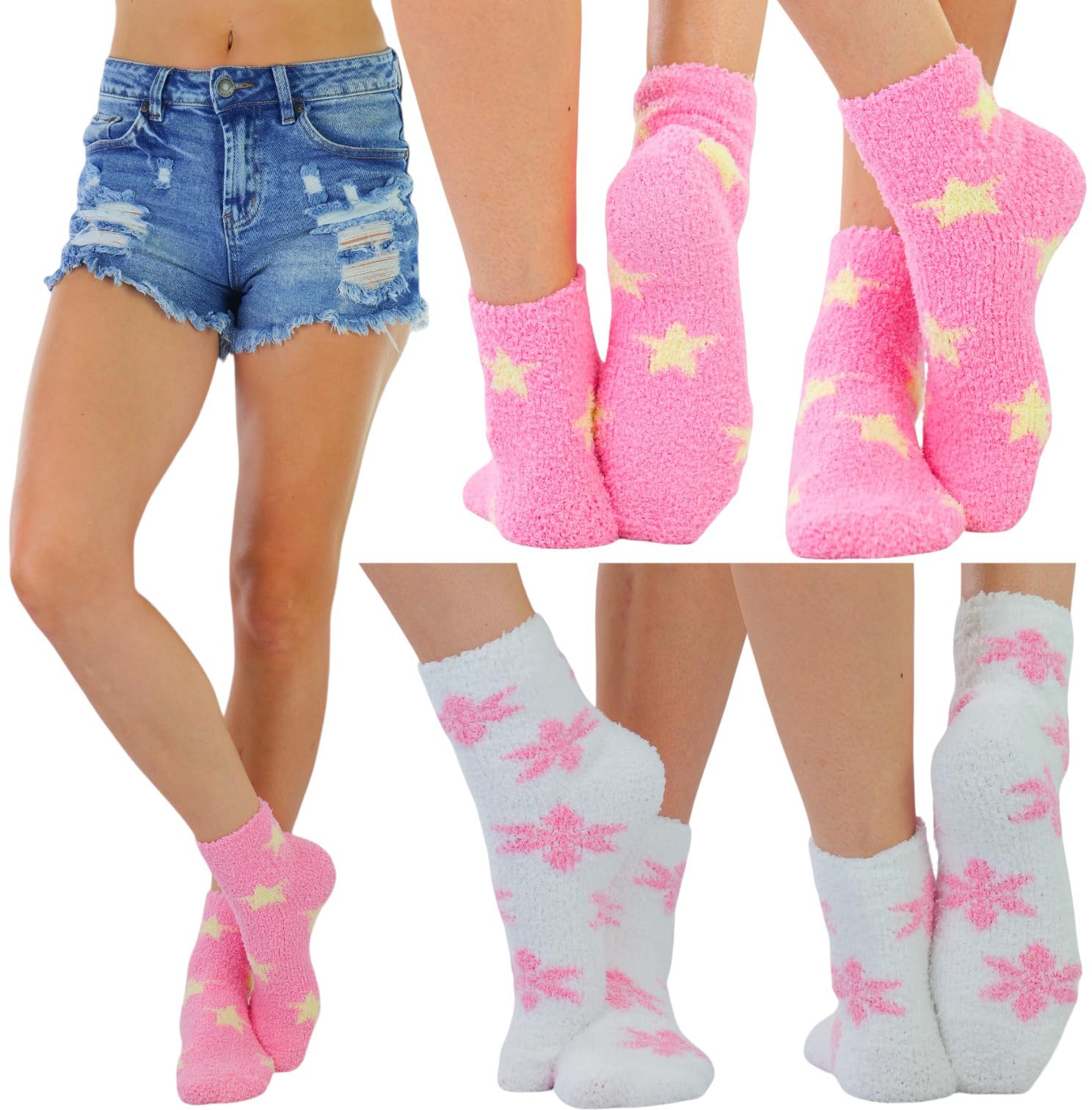 ToBeInStyle Women's Winter Socks Pack of 6 - Assorted Cozy Knit Socks for Women - Perfect for Cold Weather, Snow Boots & Indoor Comfort
