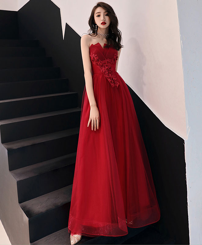 Elegant Burgundy Long Prom Dress for Women - Formal Evening Gown for Homecoming, Ball & Special Occasions