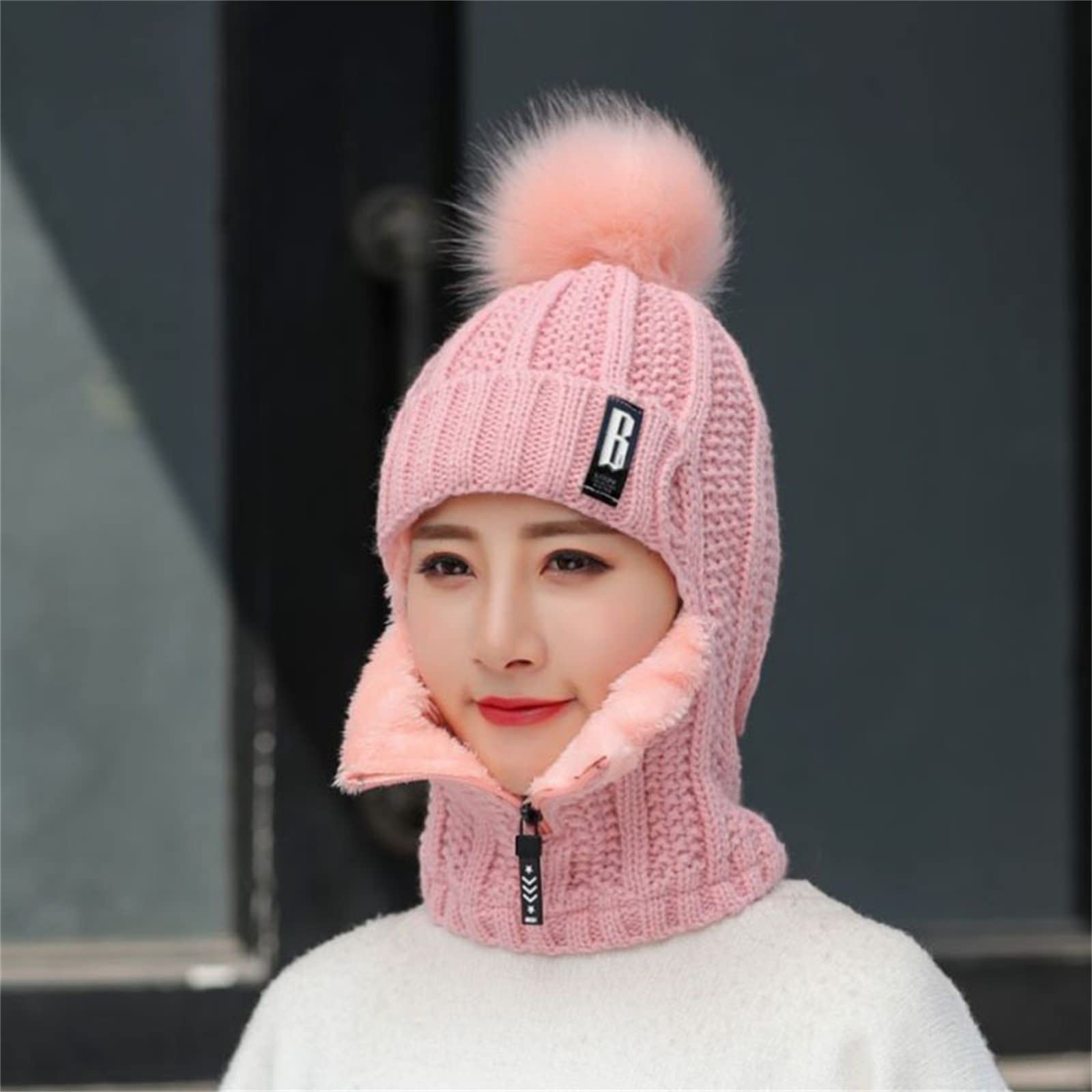 FOLENZU Women's Winter Knitted Beanie & Infinity Scarf Set - Windproof, Warm Ear & Face Protection for Cold Weather - Perfect for Skiing, Snowboarding & Outdoor Activities