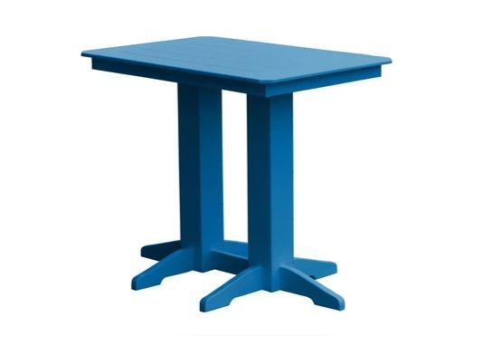 A & L Furniture Bar Table with Free 2 Umbrella Holes - Outdoor Patio, Backyard, Poolside & Restaurant Dining Height Table - Perfect for Entertaining & Relaxing