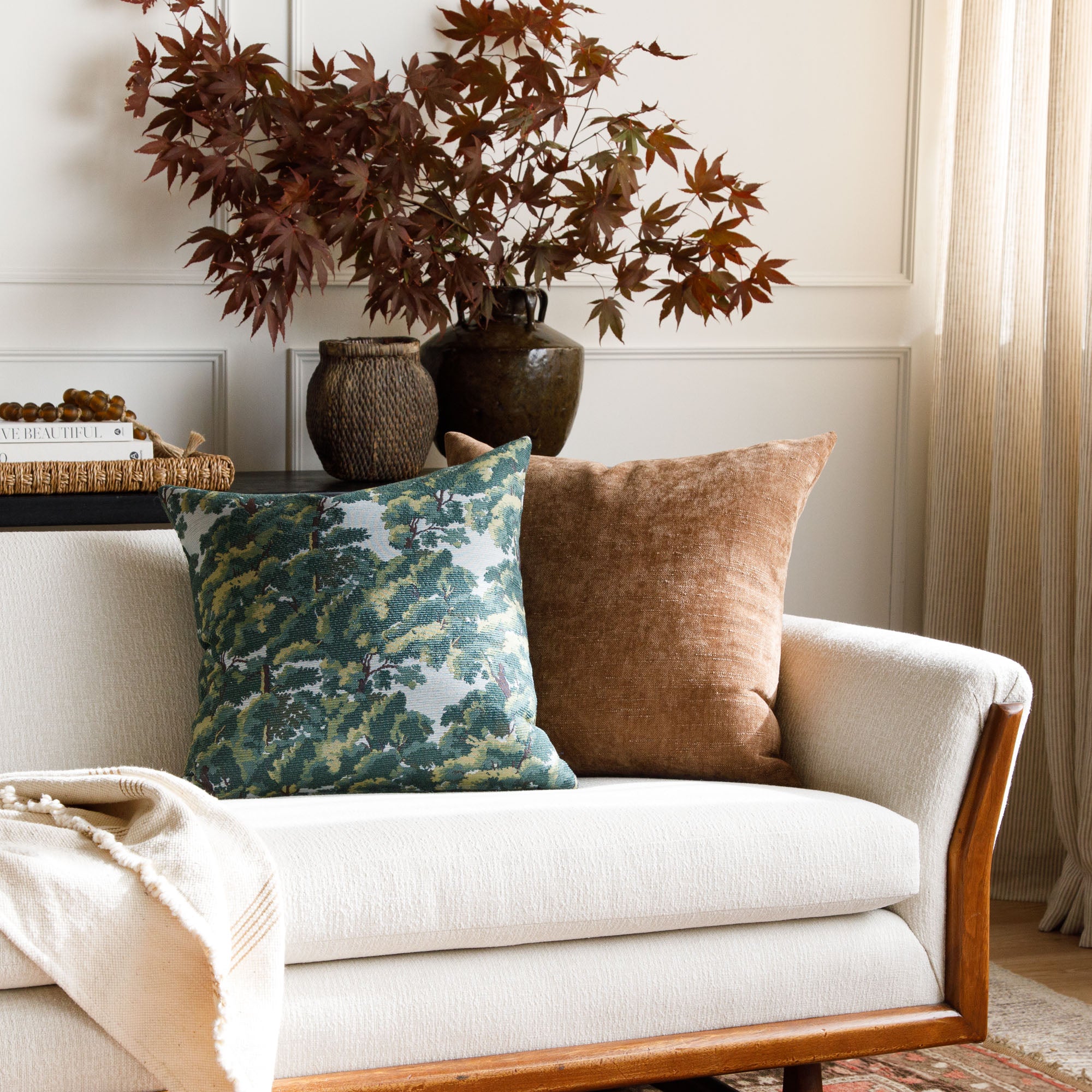Premium Blaine 22x22 Inch Decorative Throw Pillow in Cinnamon Brown - Perfect for Sofa, Bed & Home Decor